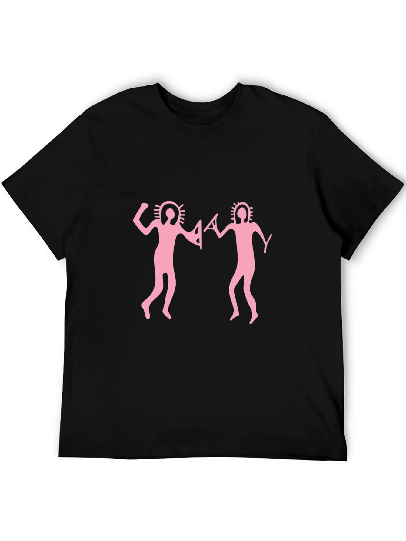 Pink Rock Art Mens Black T-Shirt