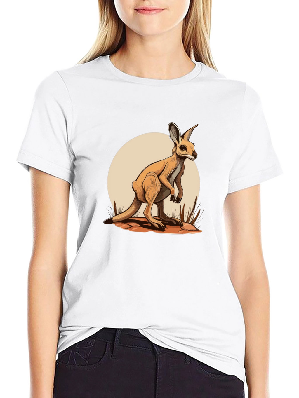 Kangaroo Graphic Tee - Black Cotton Blend
