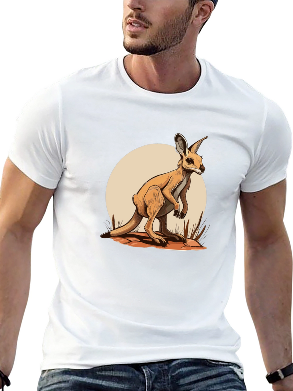 Kangaroo Graphic Tee - Black Cotton Blend