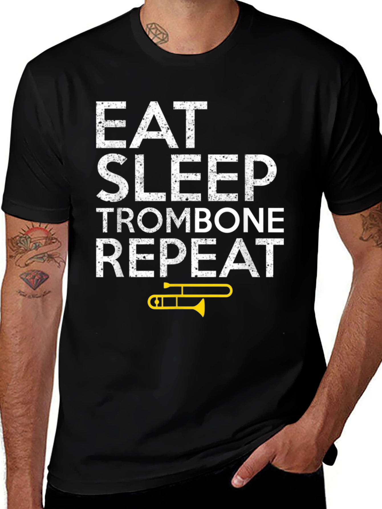 Eat Sleep Trombone Repeat Black T-Shirt