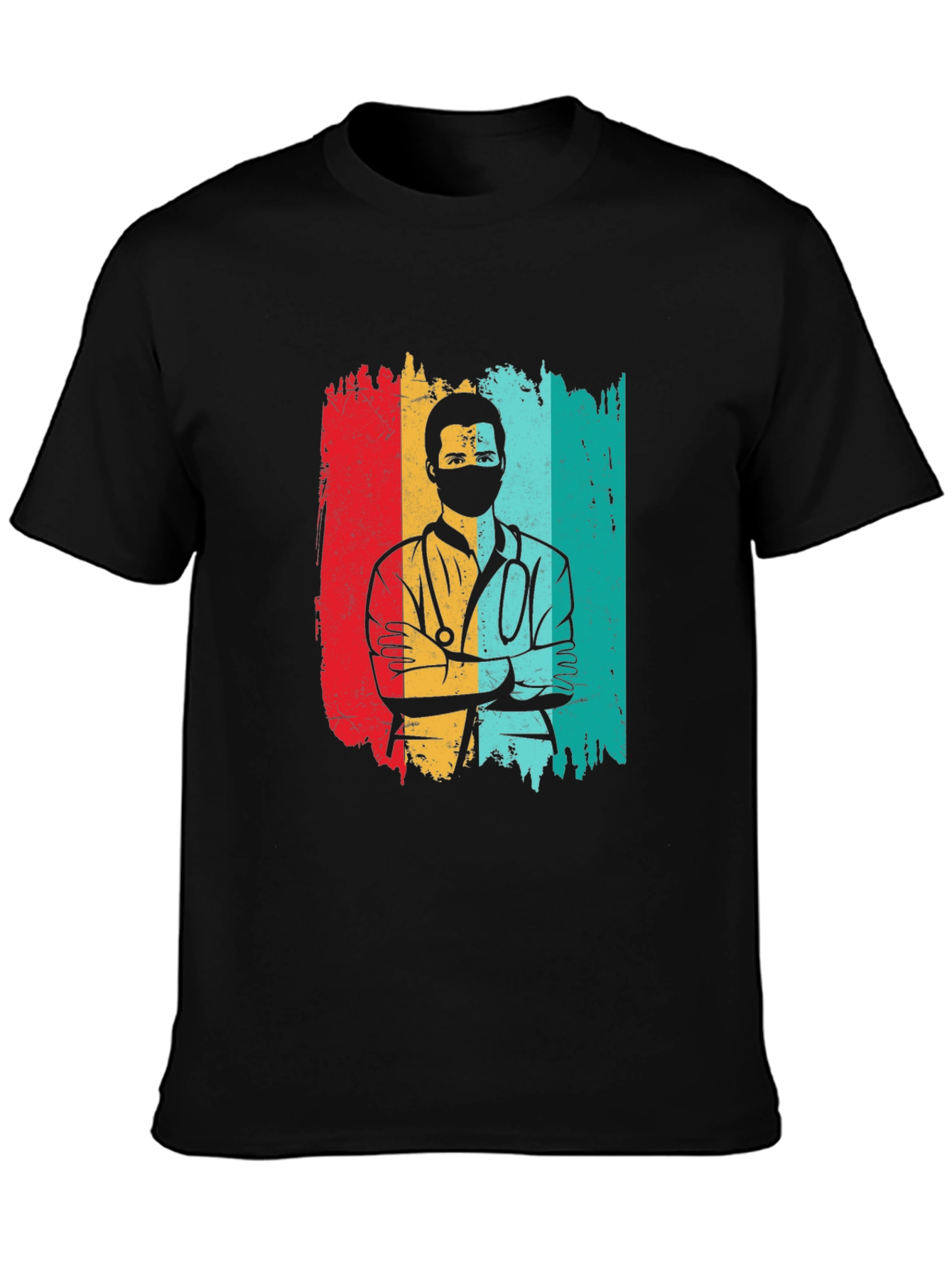 Retro Doctor Graphic Black T-Shirt