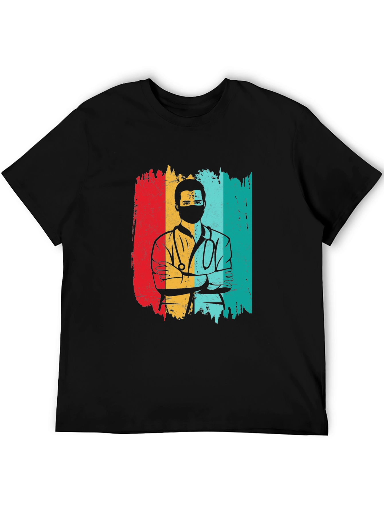 Retro Doctor Graphic Black T-Shirt