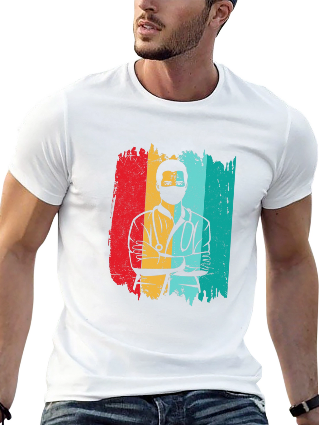 Retro Doctor Graphic Black T-Shirt