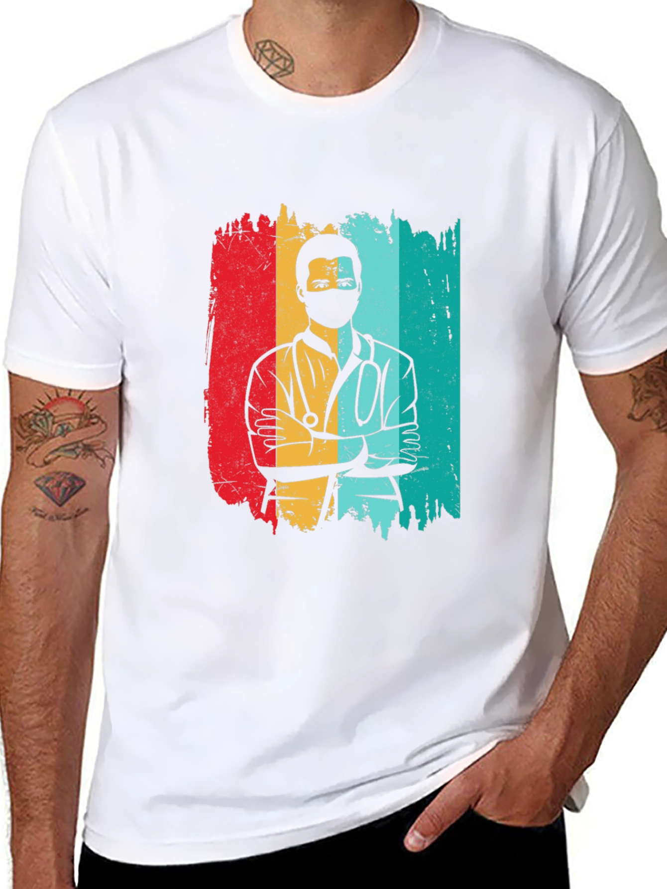 Retro Doctor Graphic Black T-Shirt