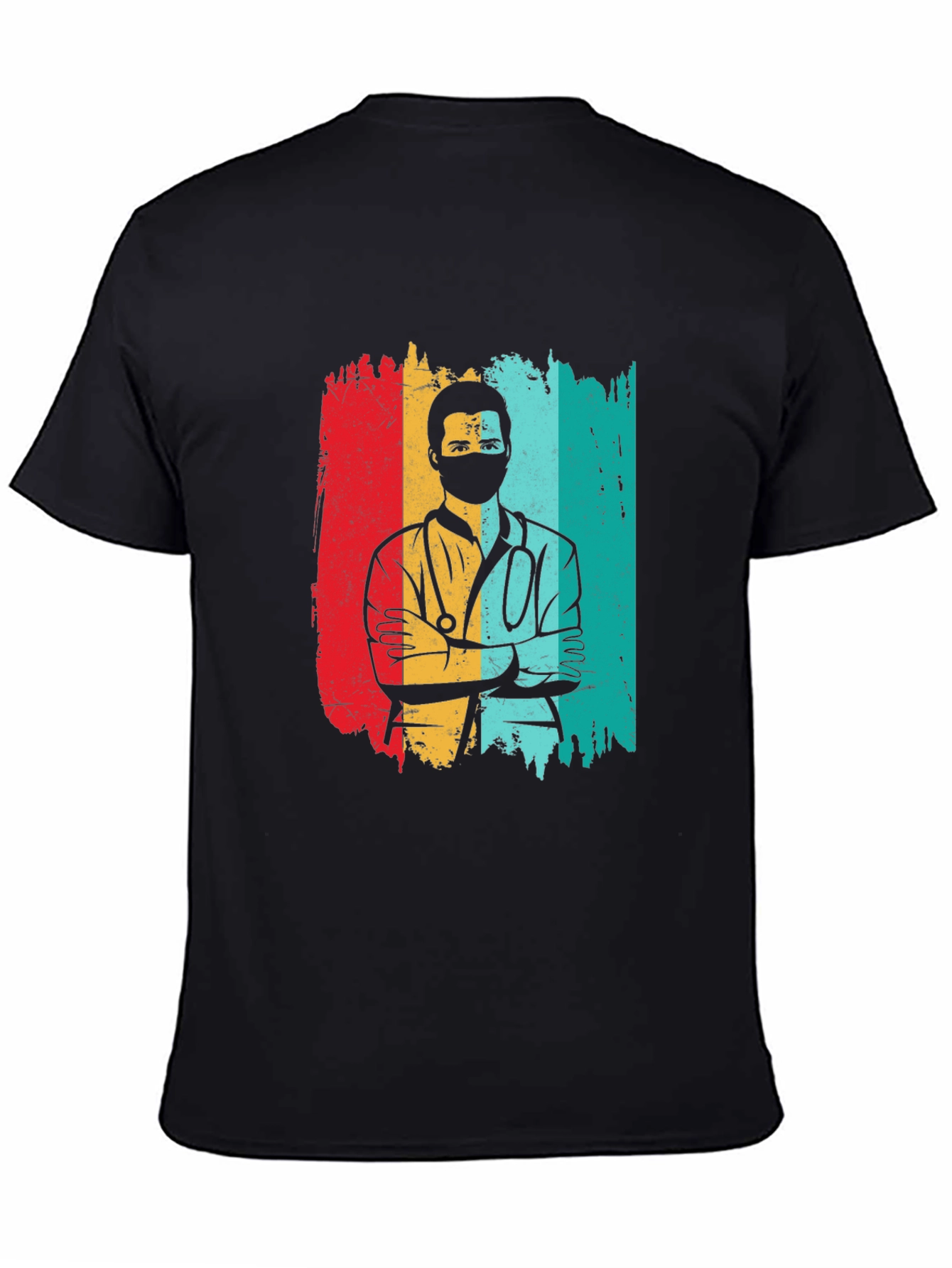 Retro Doctor Graphic Black T-Shirt
