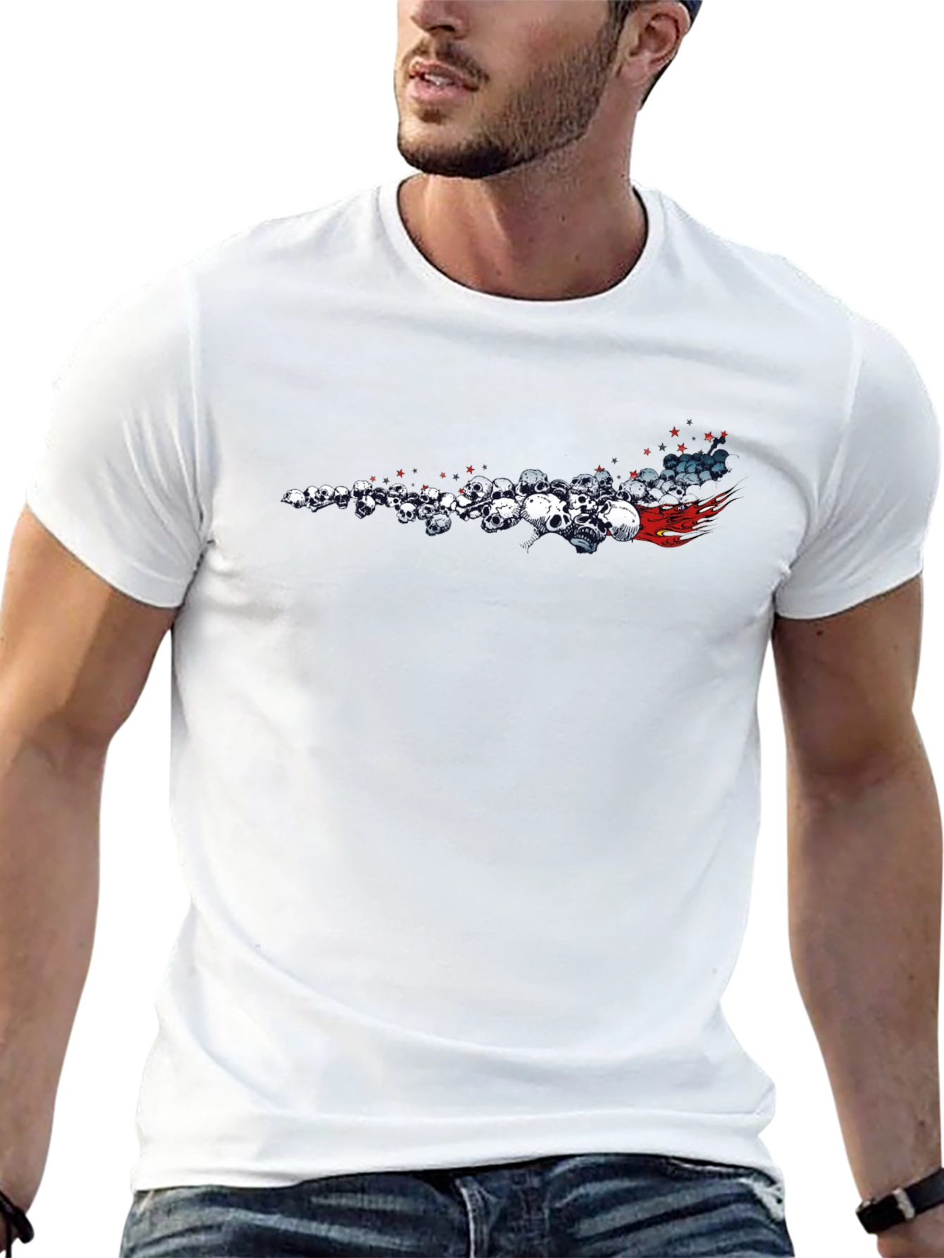 Skull Comet Graphic Tee - Black Cotton T-Shirt