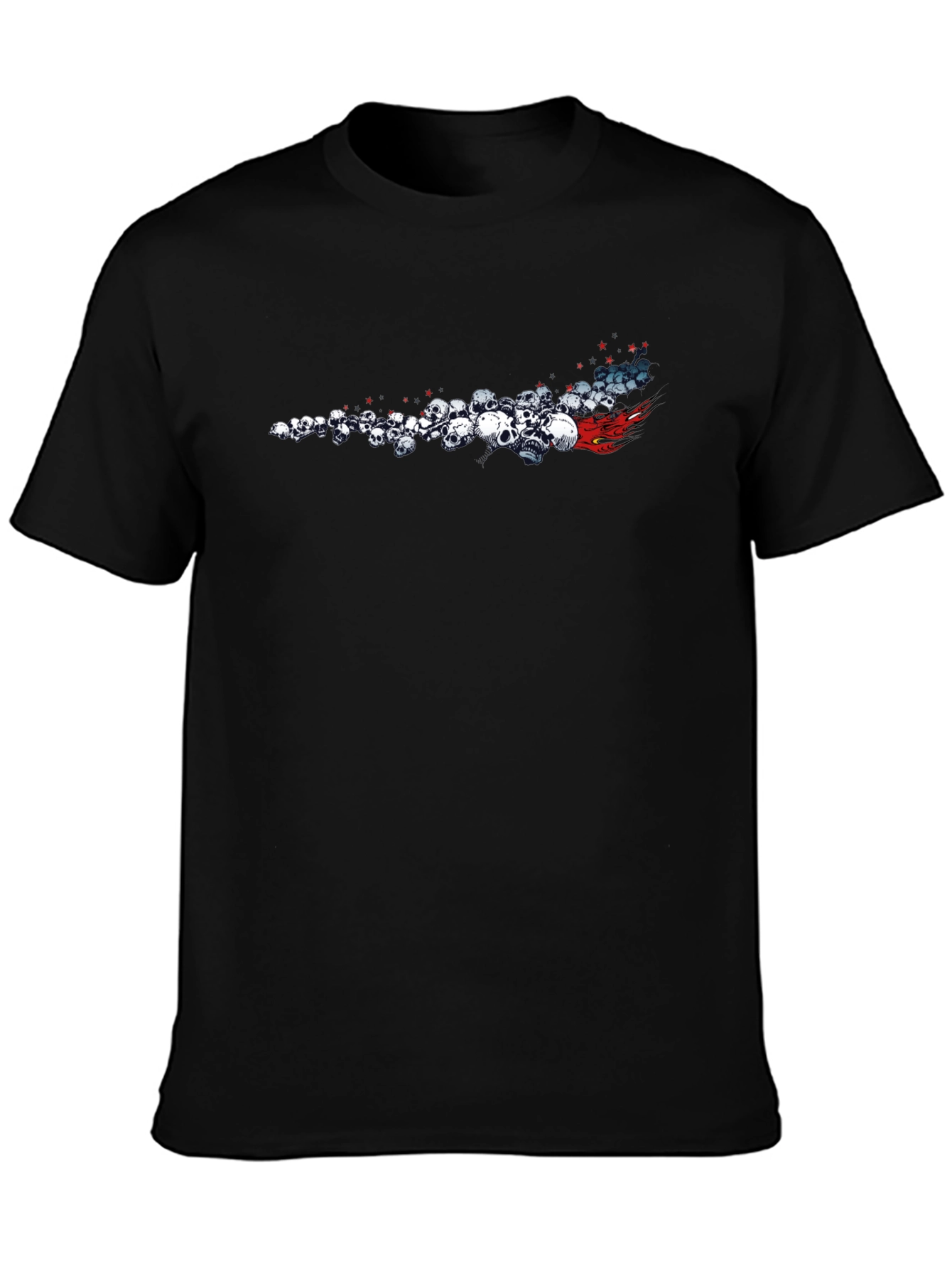 Skull Comet Graphic Tee - Black Cotton T-Shirt
