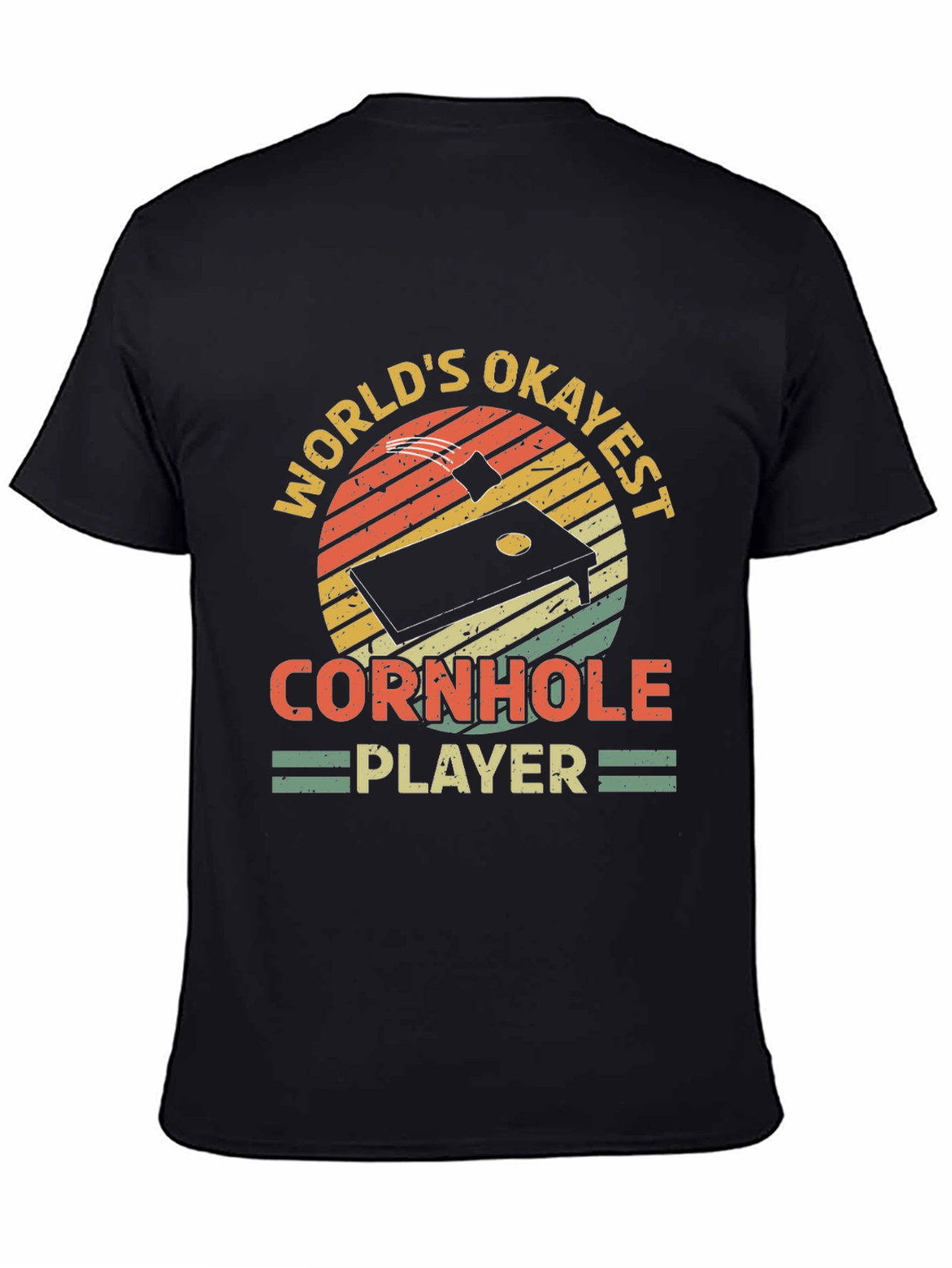 Worlds Okayest Cornhole Player Black T-Shirt
