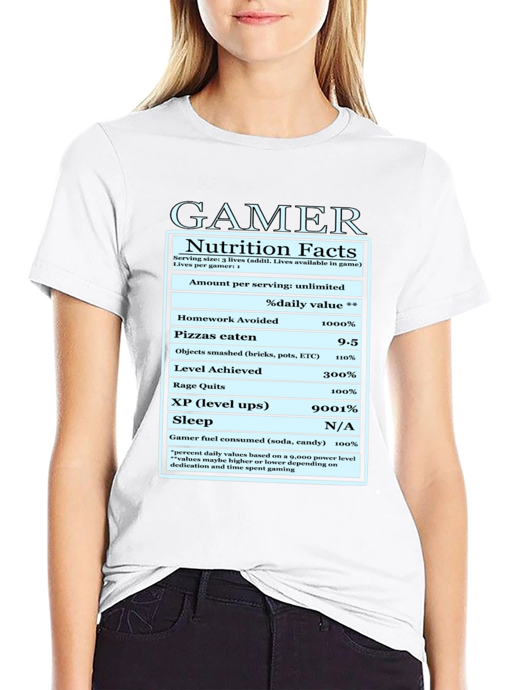 Gamer Nutrition Facts Funny Graphic T-Shirt