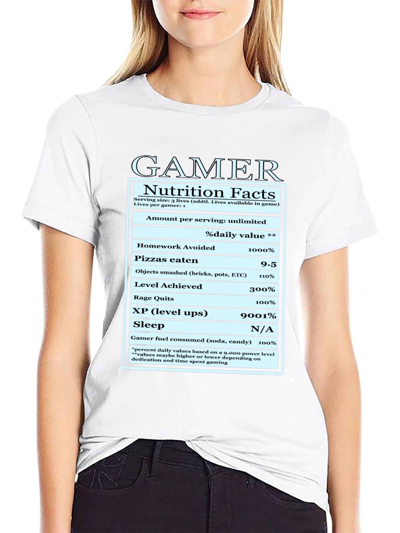 Gamer Nutrition Facts Funny Graphic T-Shirt
