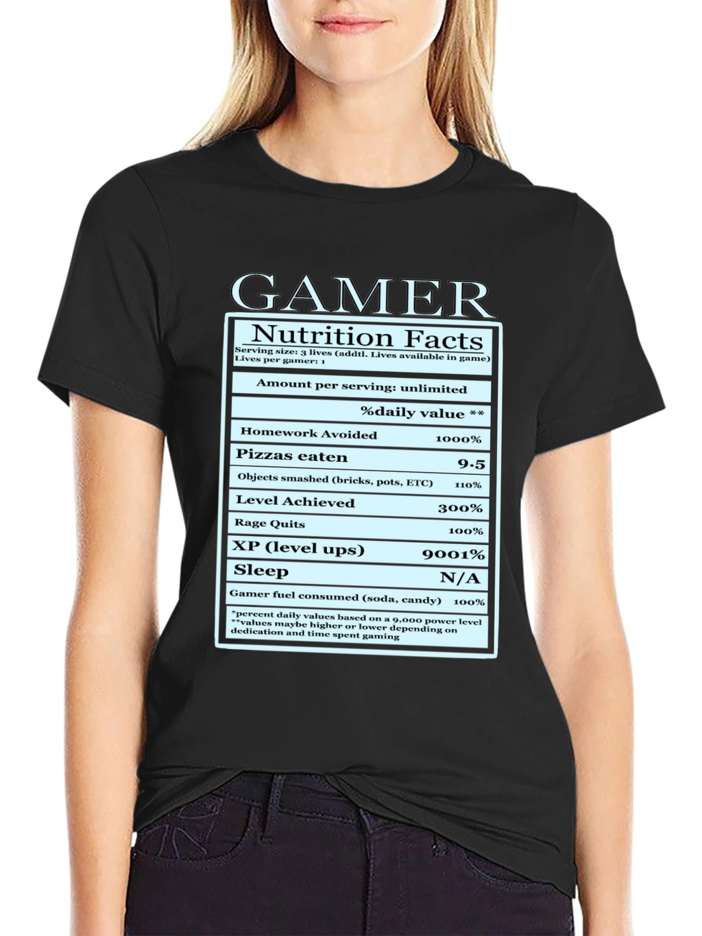 Gamer Nutrition Facts Funny Graphic T-Shirt