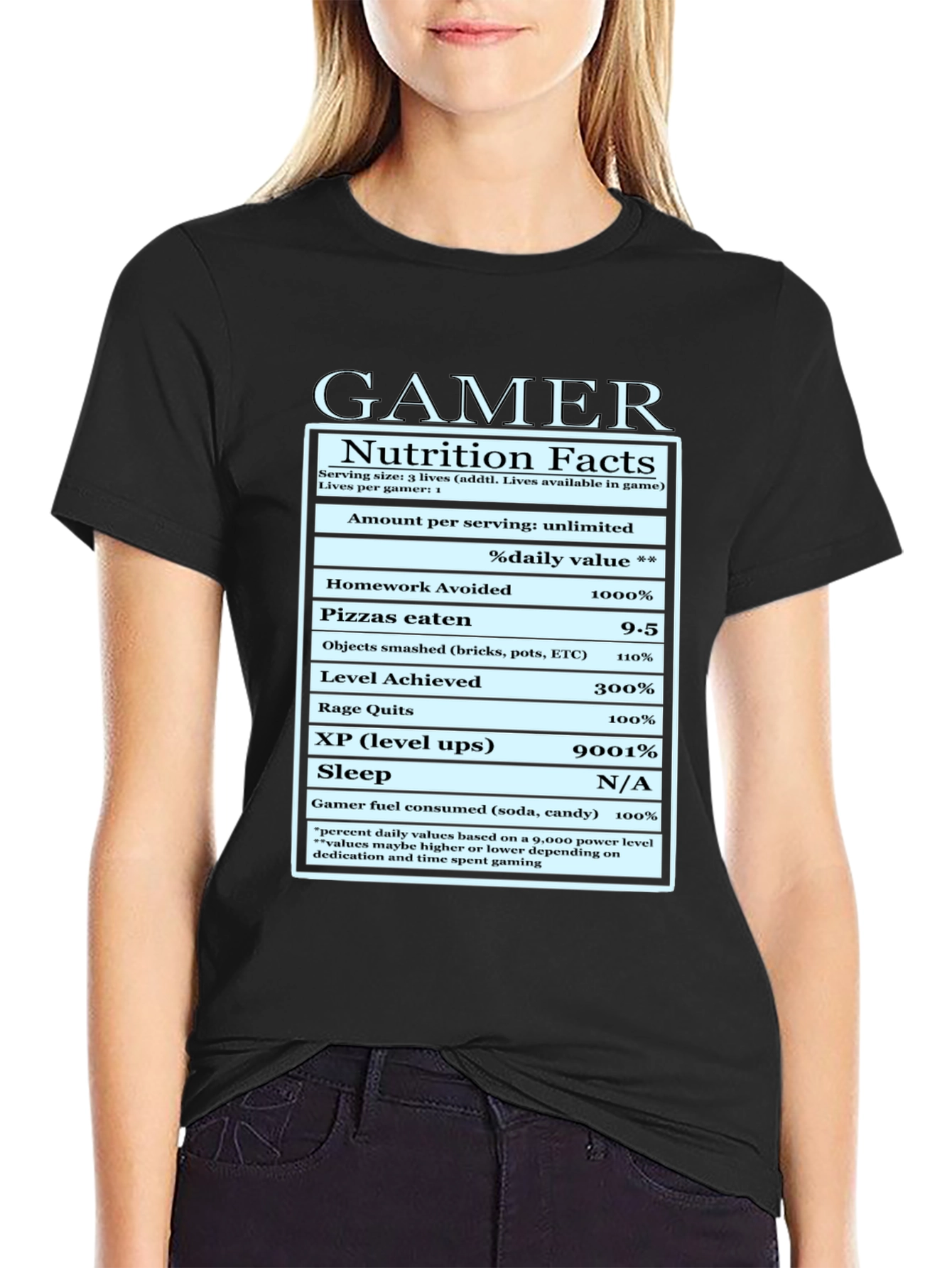 Gamer Nutrition Facts Funny Graphic T-Shirt