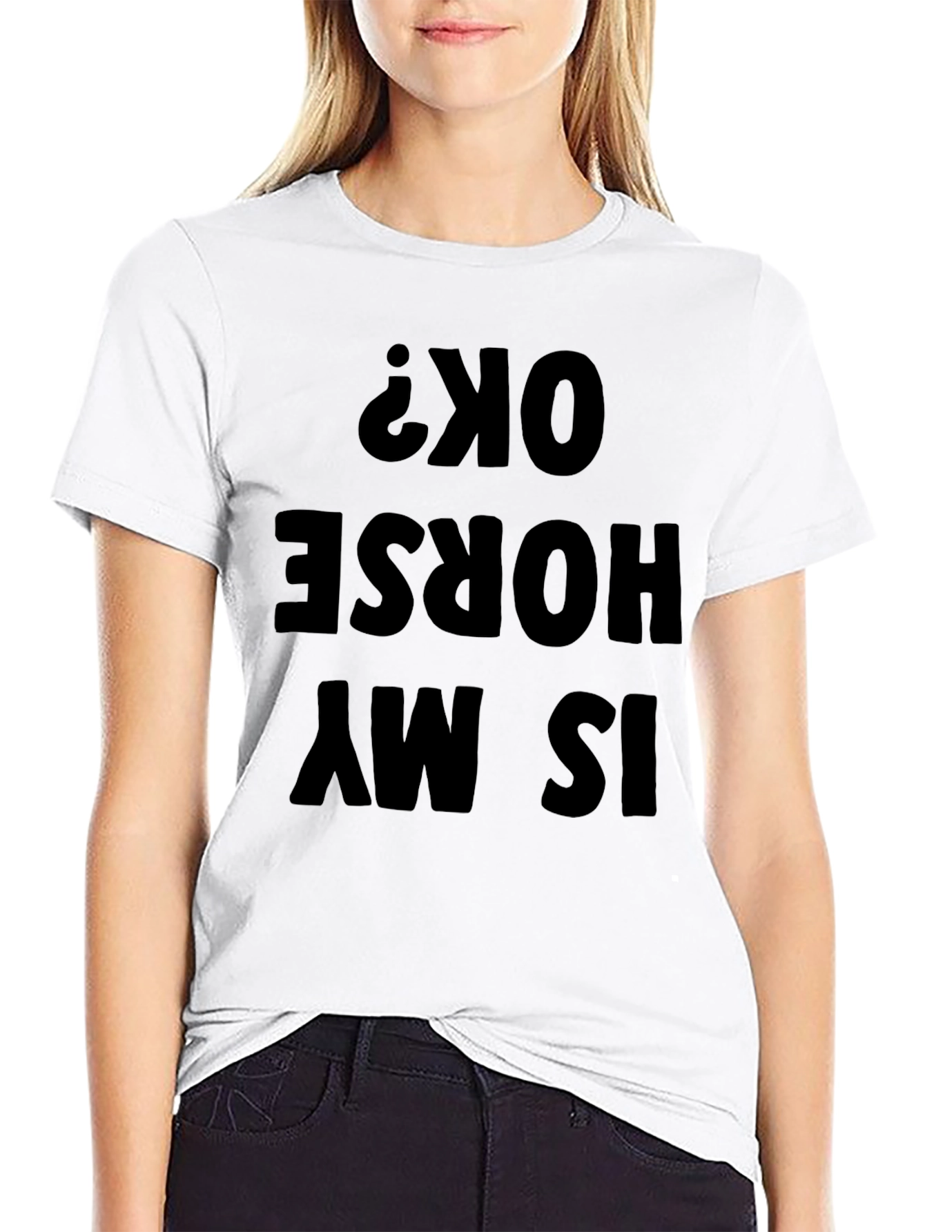 Funny Is My Horse OK? Mens Black T-Shirt