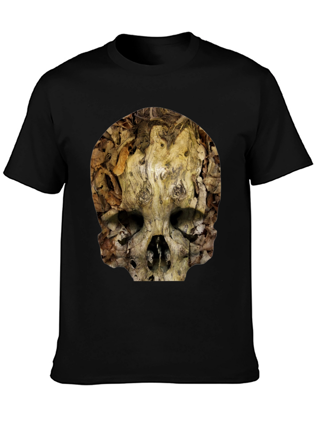 Nature Skull T-Shirt - Unique Wood Grain Design