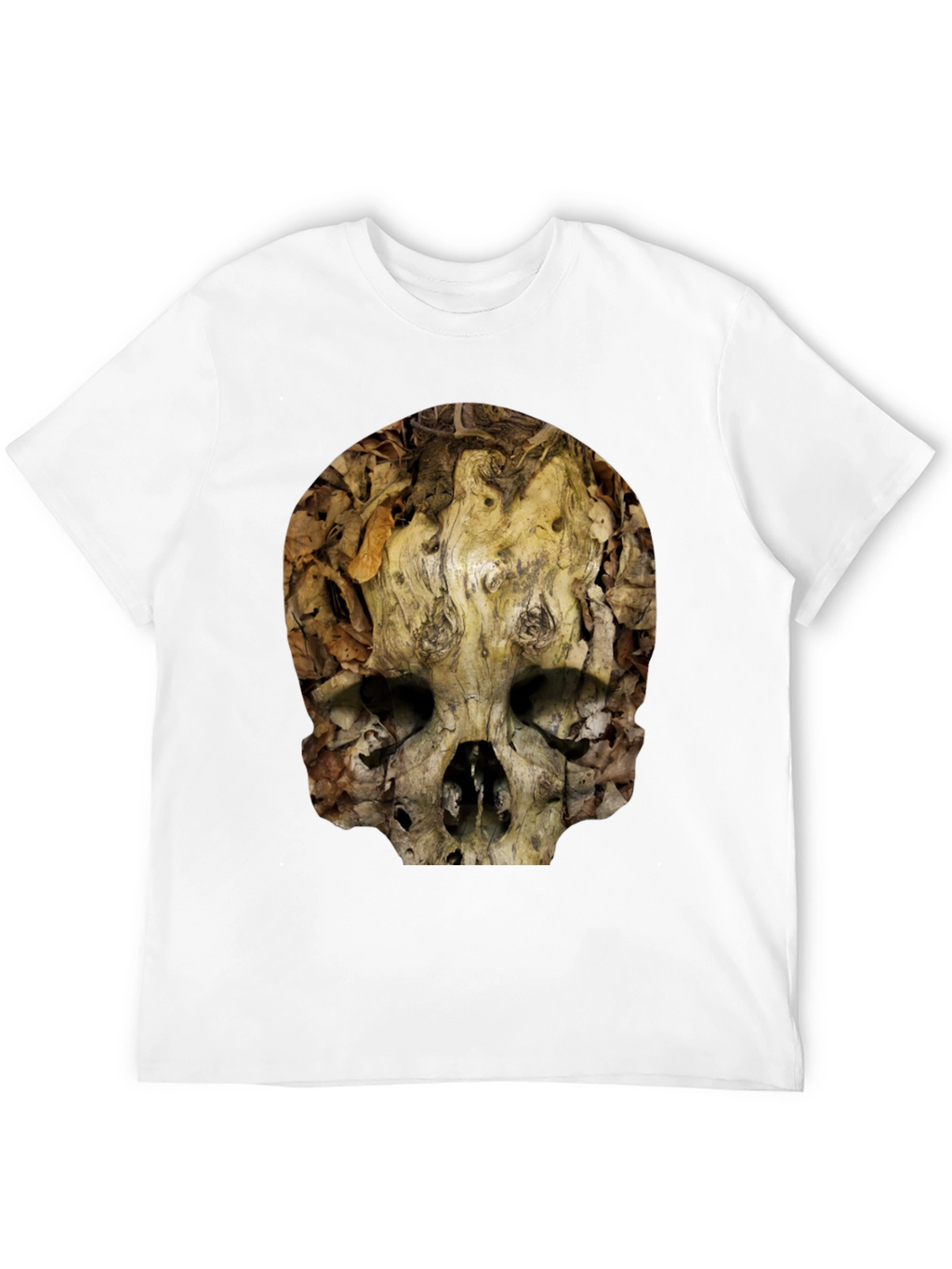 Nature Skull T-Shirt - Unique Wood Grain Design