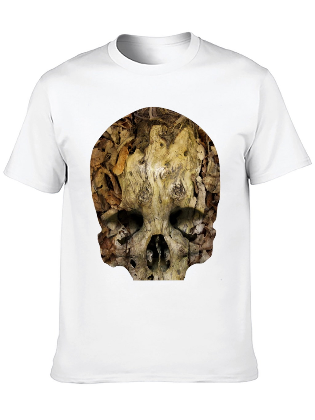 Nature Skull T-Shirt - Unique Wood Grain Design