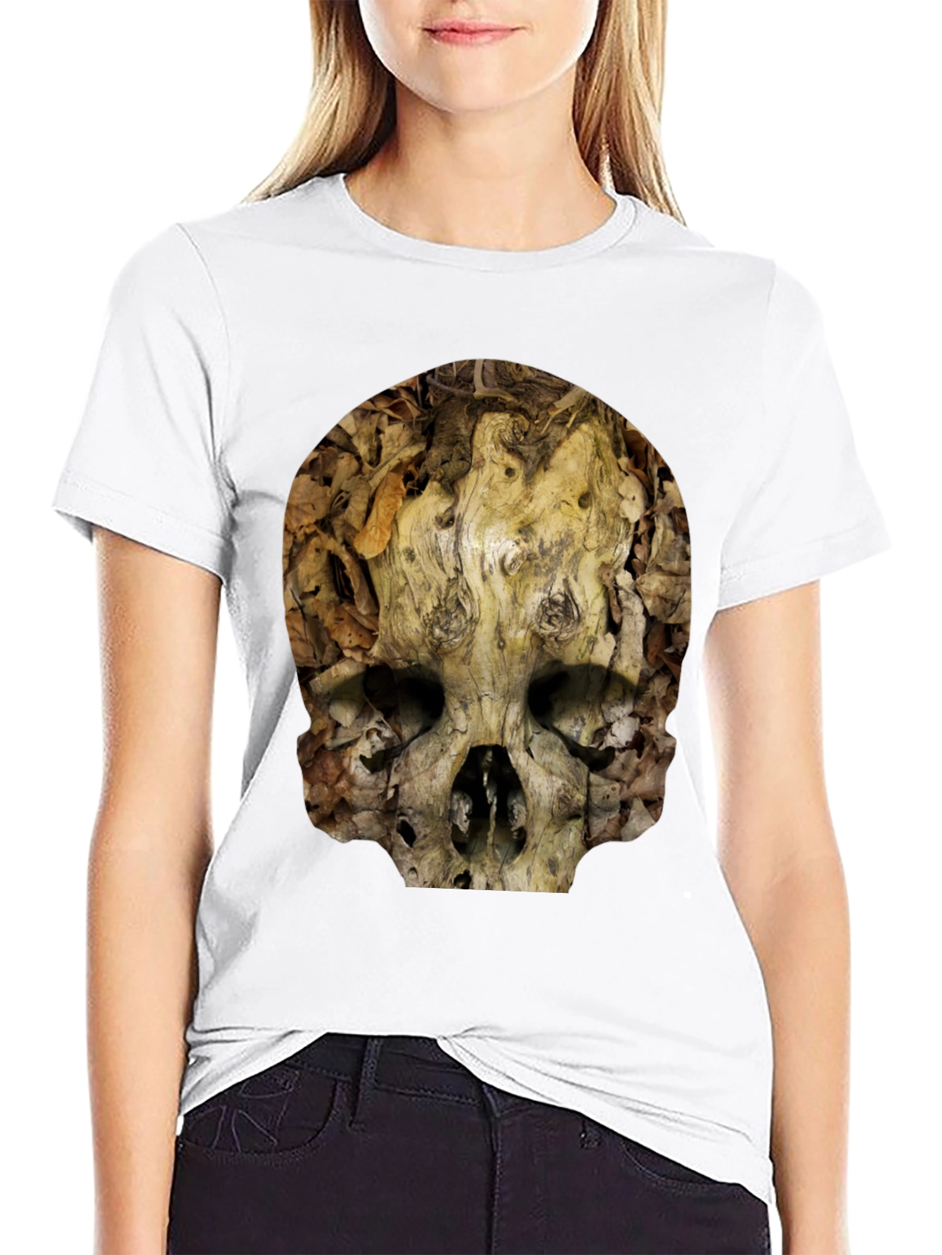 Nature Skull T-Shirt - Unique Wood Grain Design