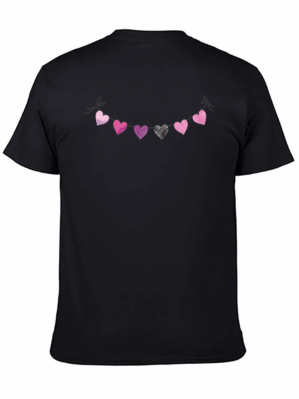 Heart Garland Graphic Black T-Shirt