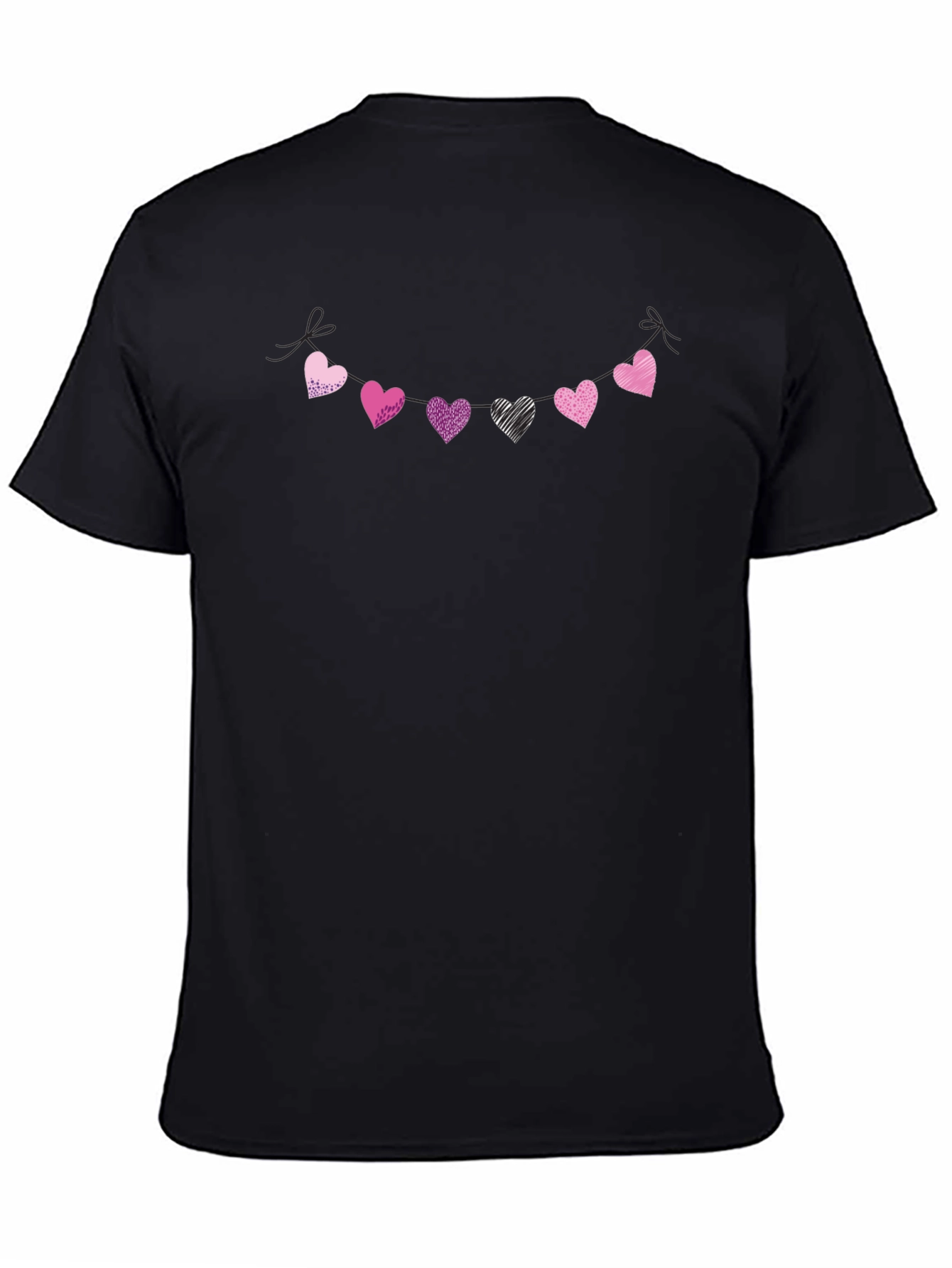 Heart Garland Graphic Black T-Shirt
