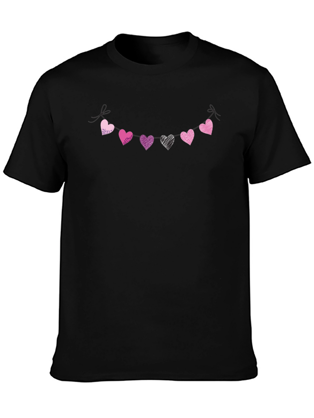 Heart Garland Graphic Black T-Shirt