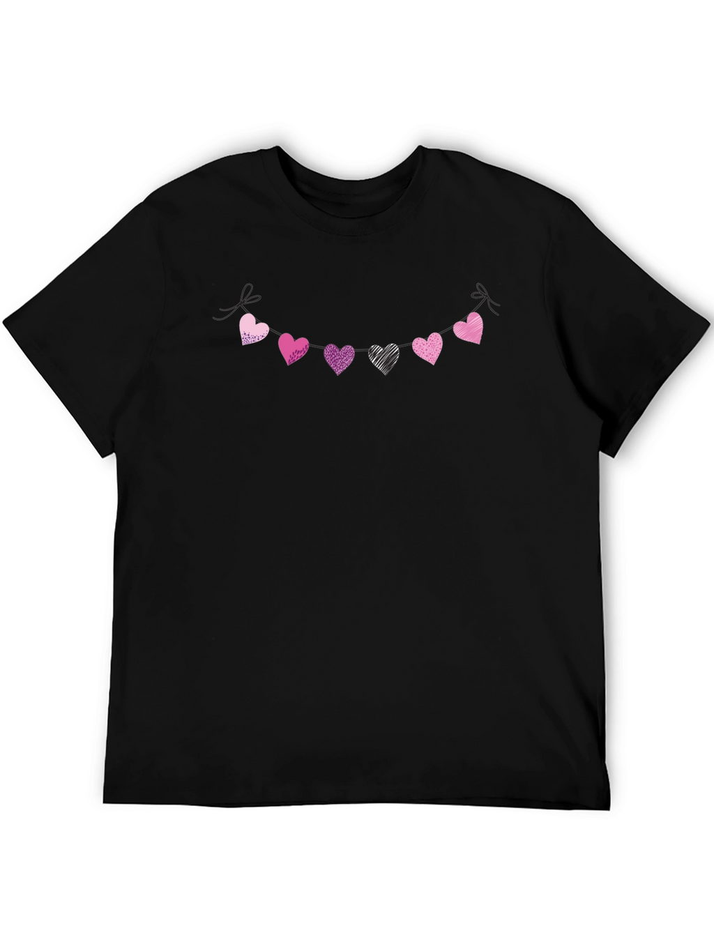 Heart Garland Graphic Black T-Shirt