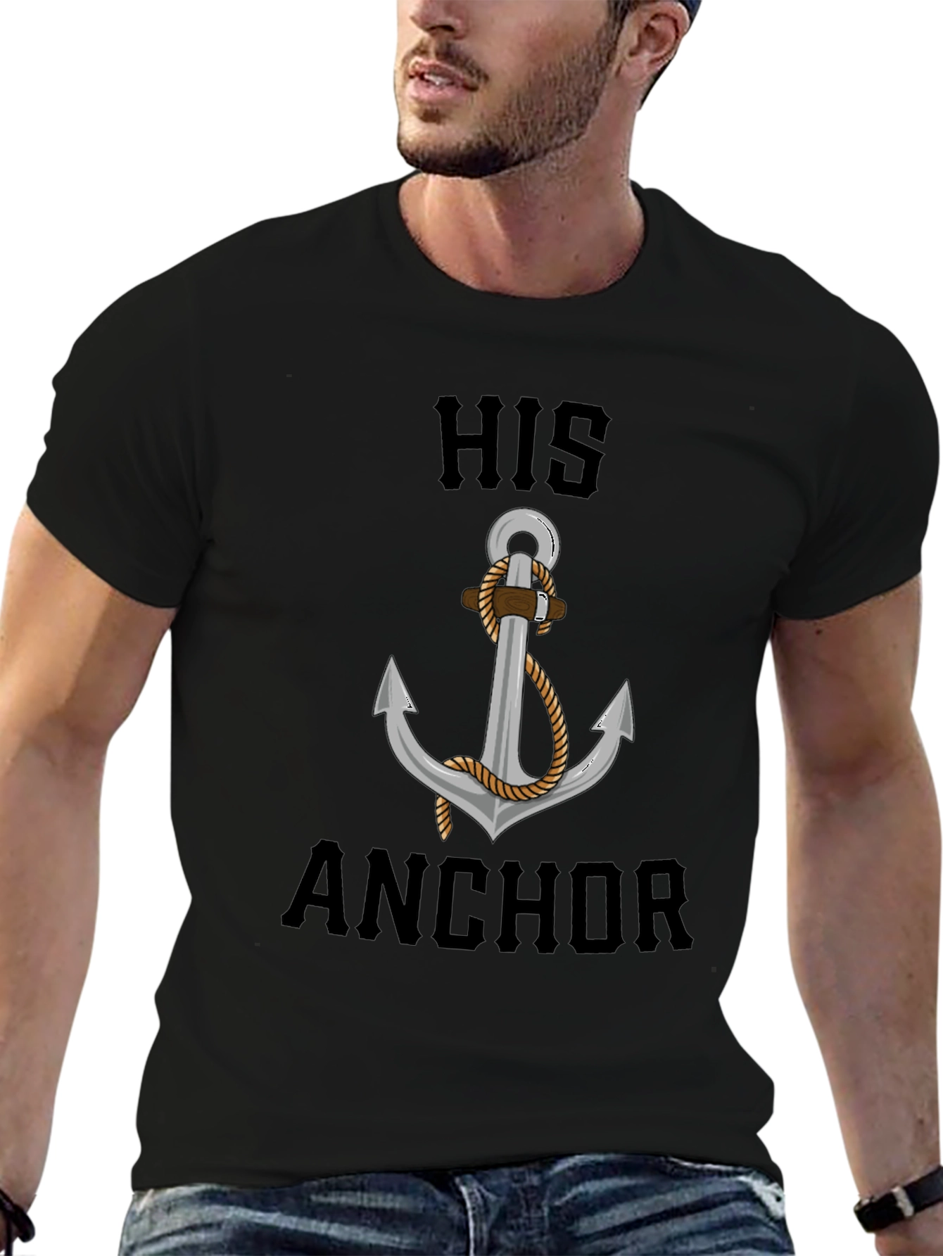 His Anchor Graphic Tee - Nautical Style