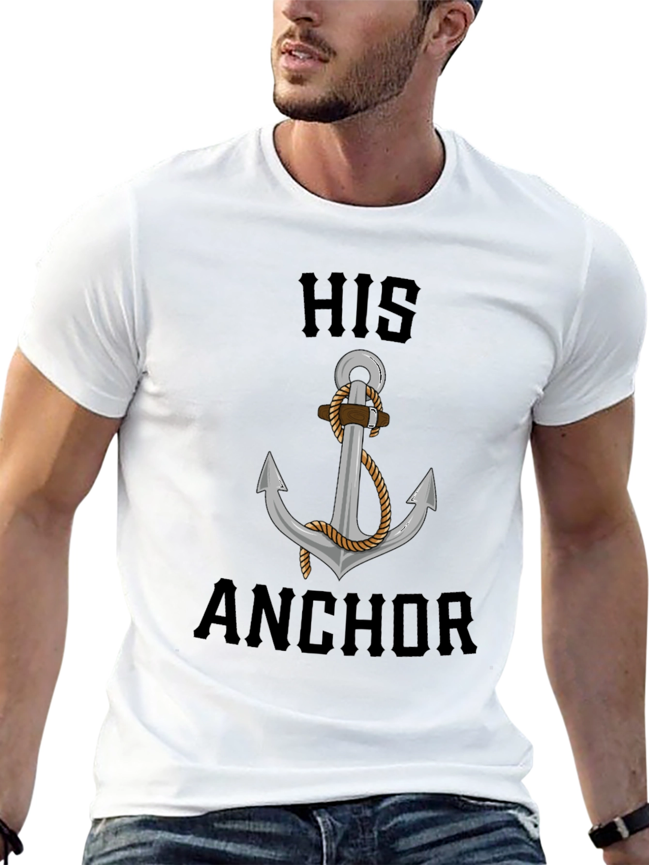 His Anchor Graphic Tee - Nautical Style