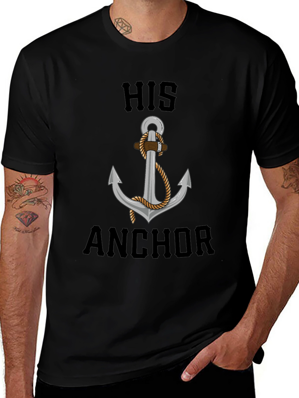 His Anchor Graphic Tee - Nautical Style
