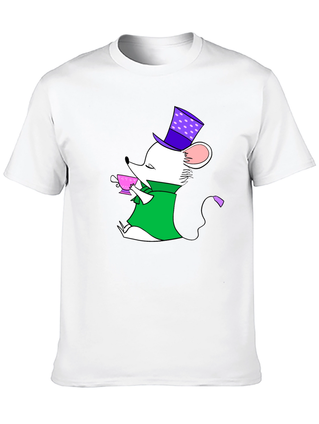 Whimsical Mouse Tea Party Black T-Shirt