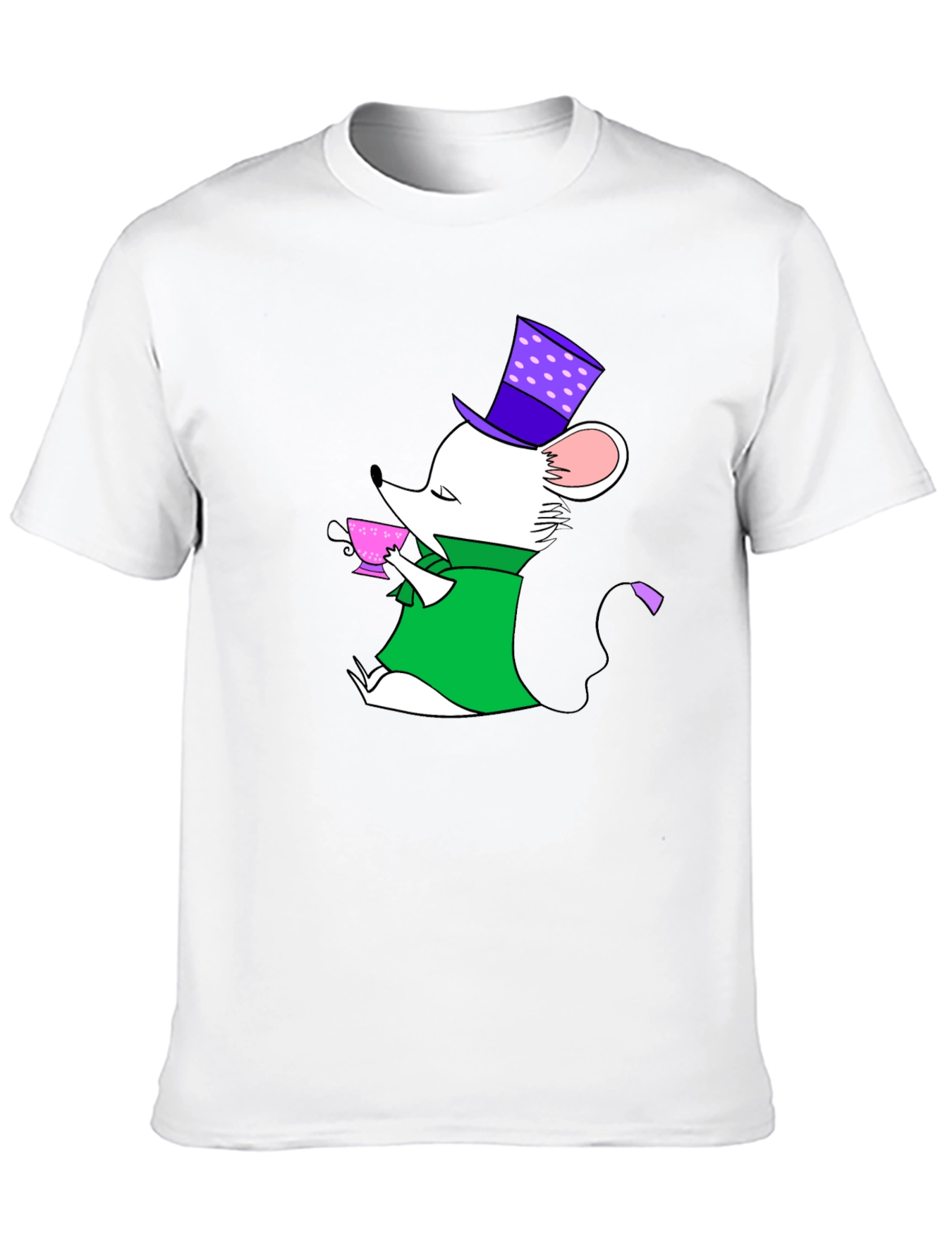 Whimsical Mouse Tea Party Black T-Shirt