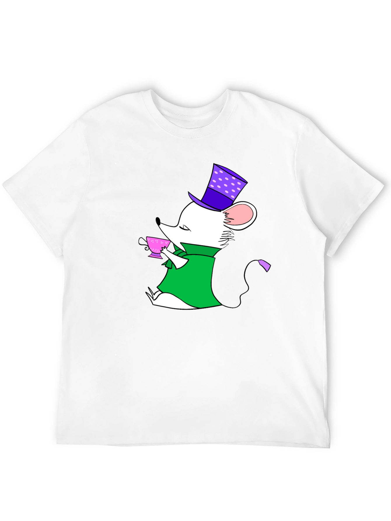 Whimsical Mouse Tea Party Black T-Shirt