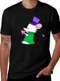 Whimsical Mouse Tea Party Black T-Shirt