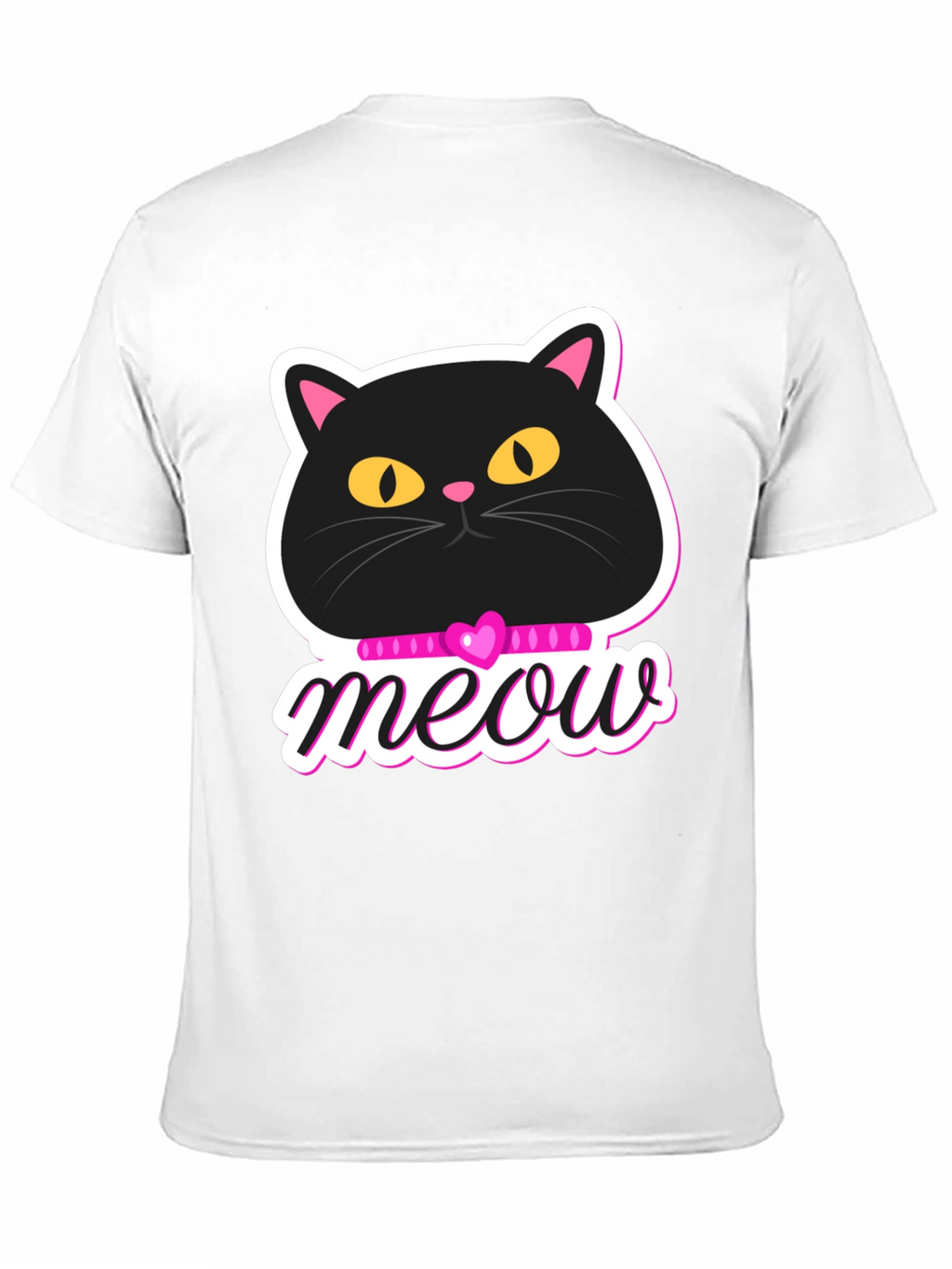Cute Cat Meow Graphic T-Shirt - Black