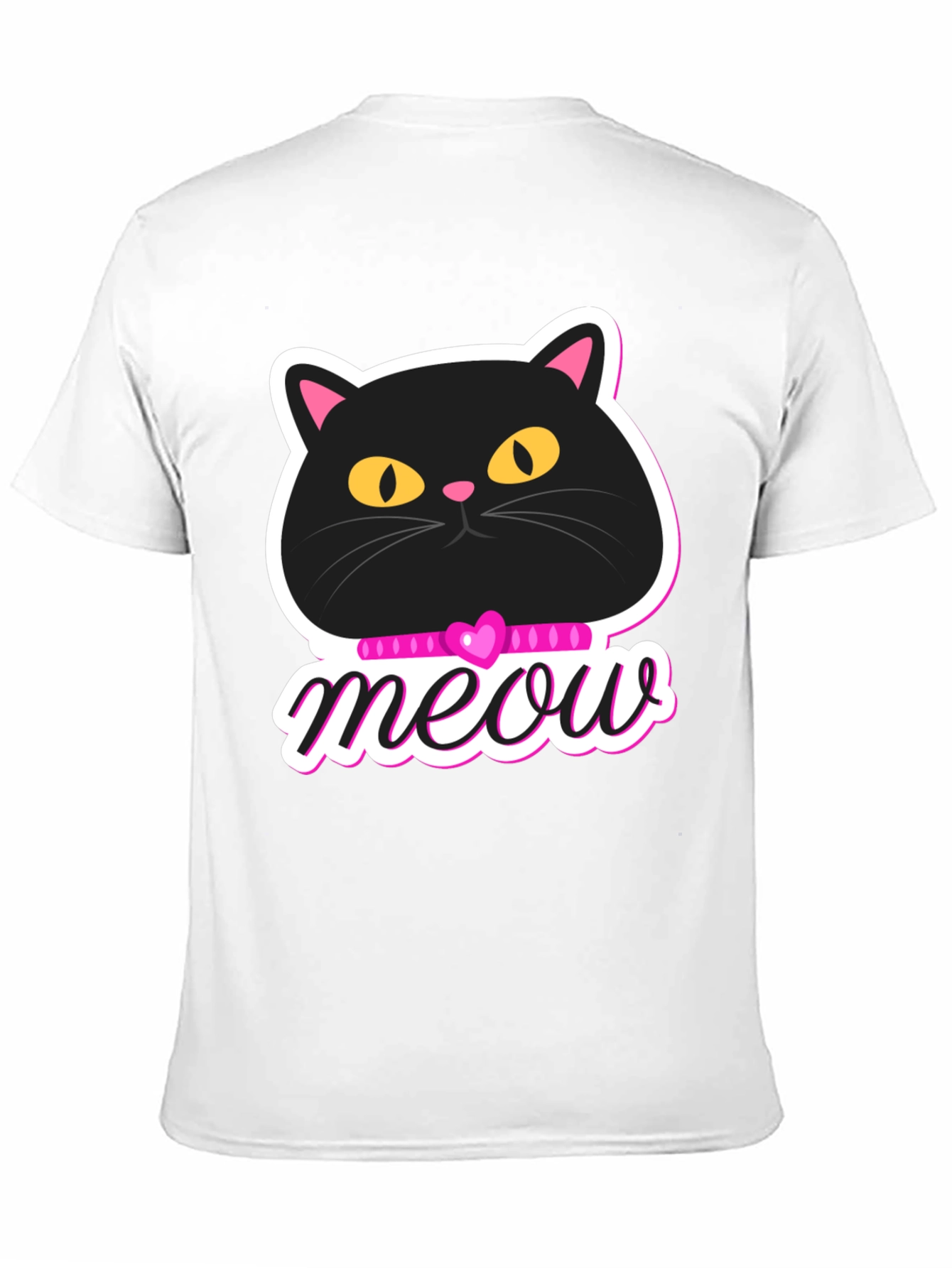 Cute Cat Meow Graphic T-Shirt - Black