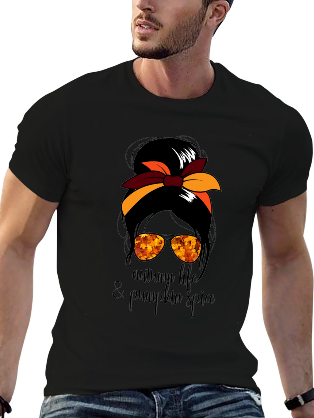 Autumn Life & Pumpkin Spice Messy Bun T-Shirt
