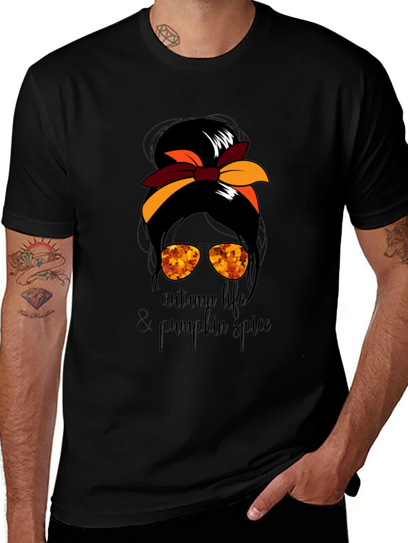 Autumn Life & Pumpkin Spice Messy Bun T-Shirt