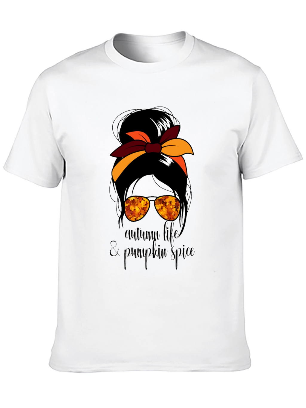 Autumn Life & Pumpkin Spice Messy Bun T-Shirt