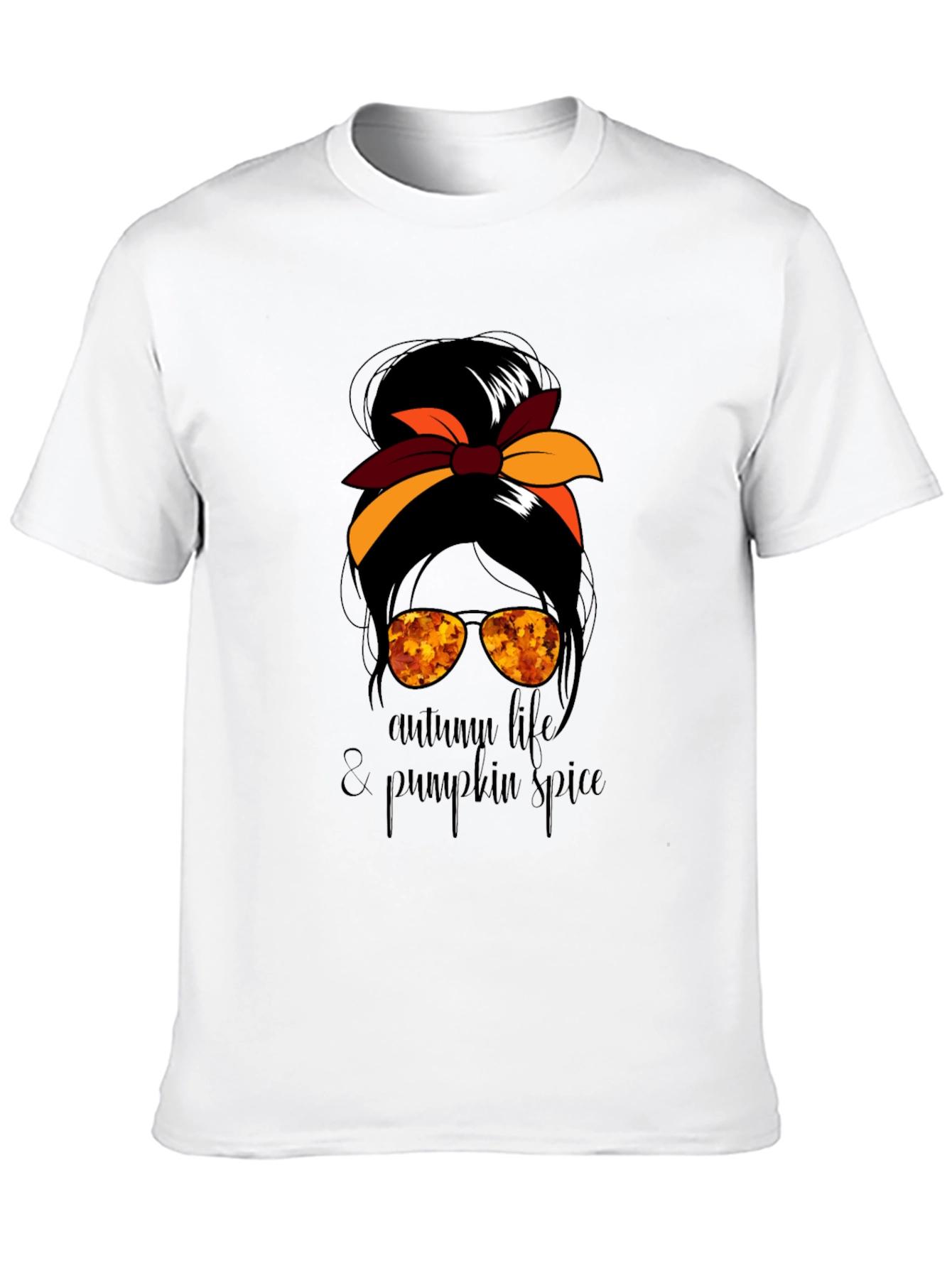 Autumn Life & Pumpkin Spice Messy Bun T-Shirt