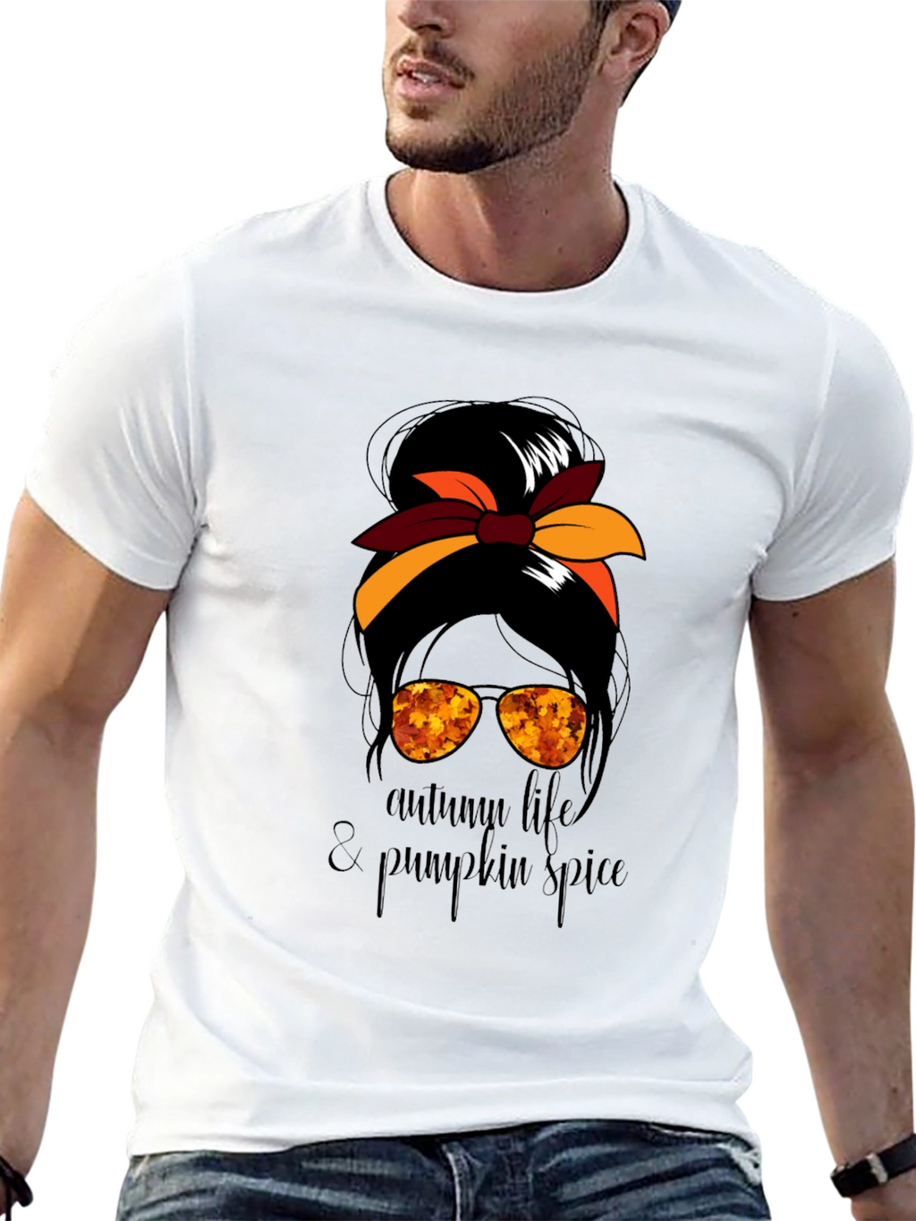 Autumn Life & Pumpkin Spice Messy Bun T-Shirt