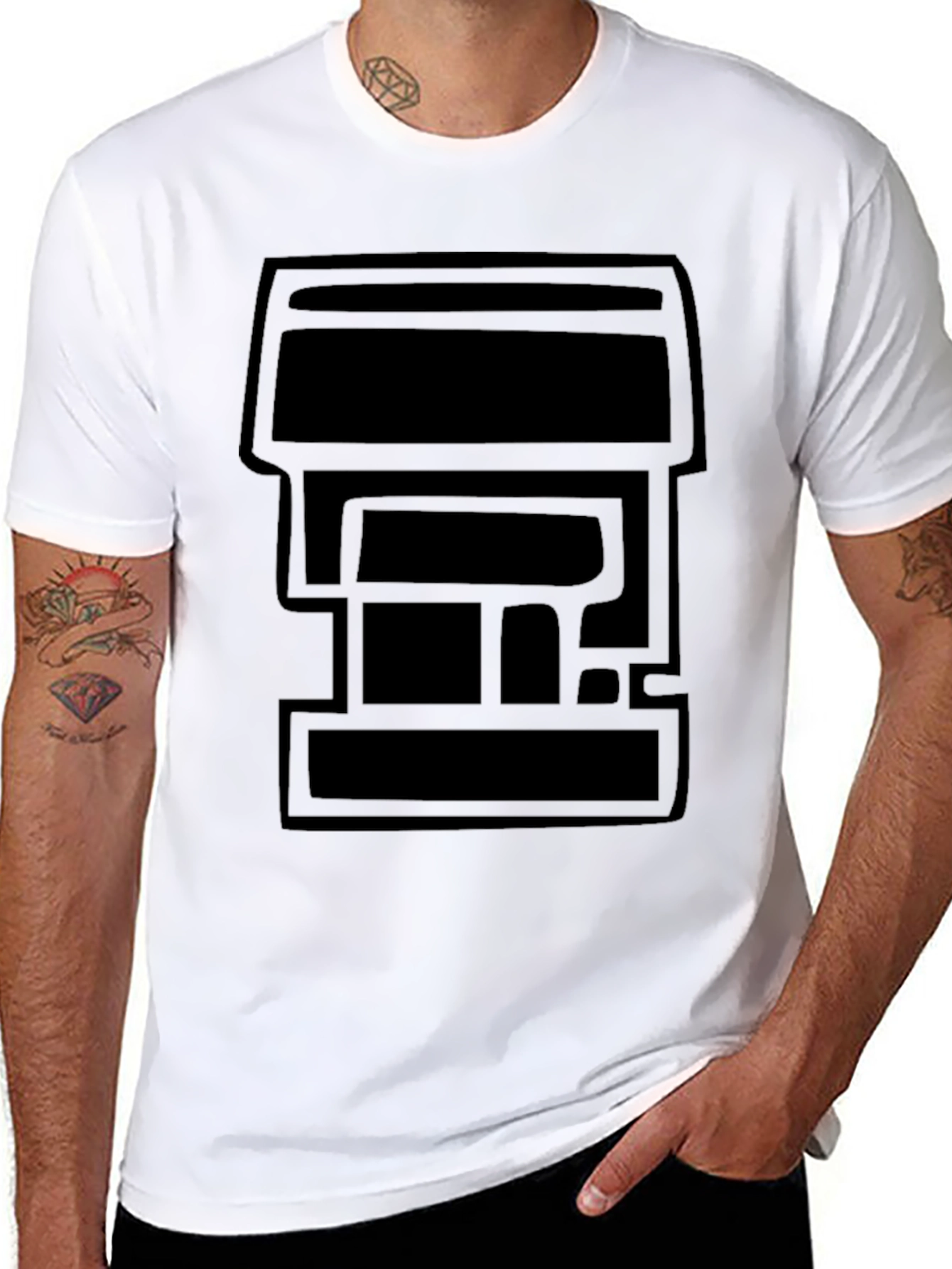 Modern Geometric Black T-Shirt
