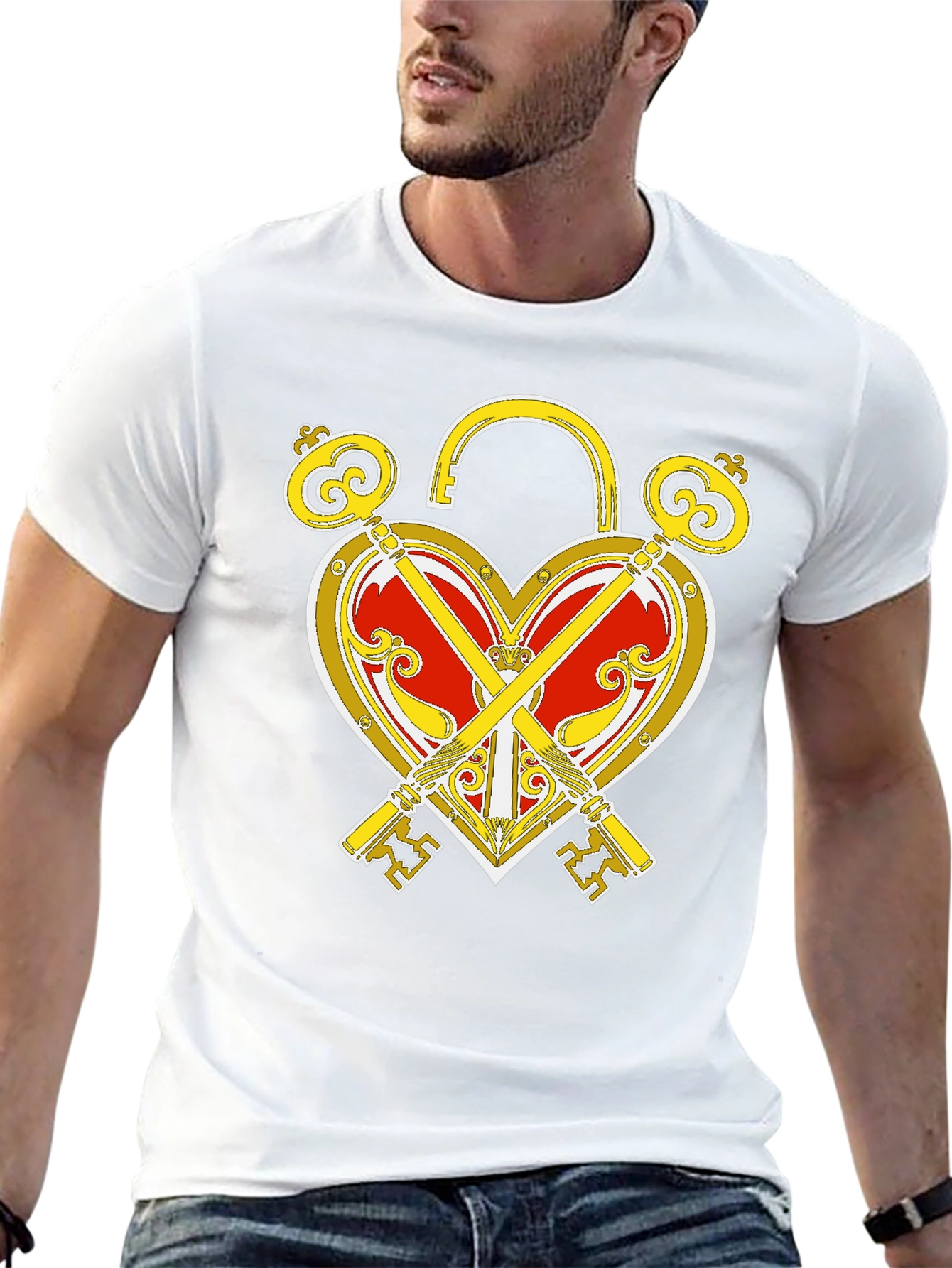 Heart Lock and Keys Graphic T-Shirt