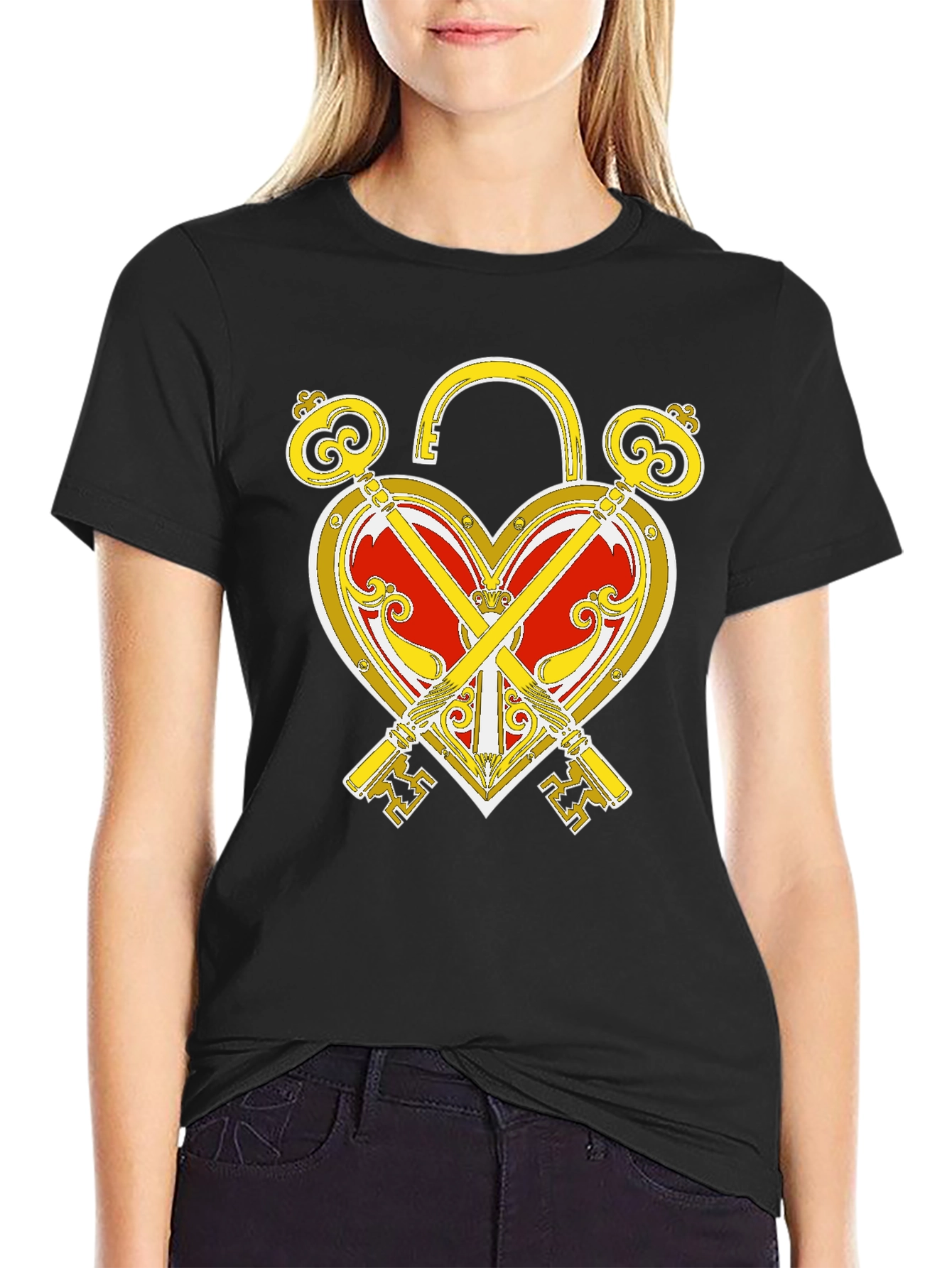 Heart Lock and Keys Graphic T-Shirt