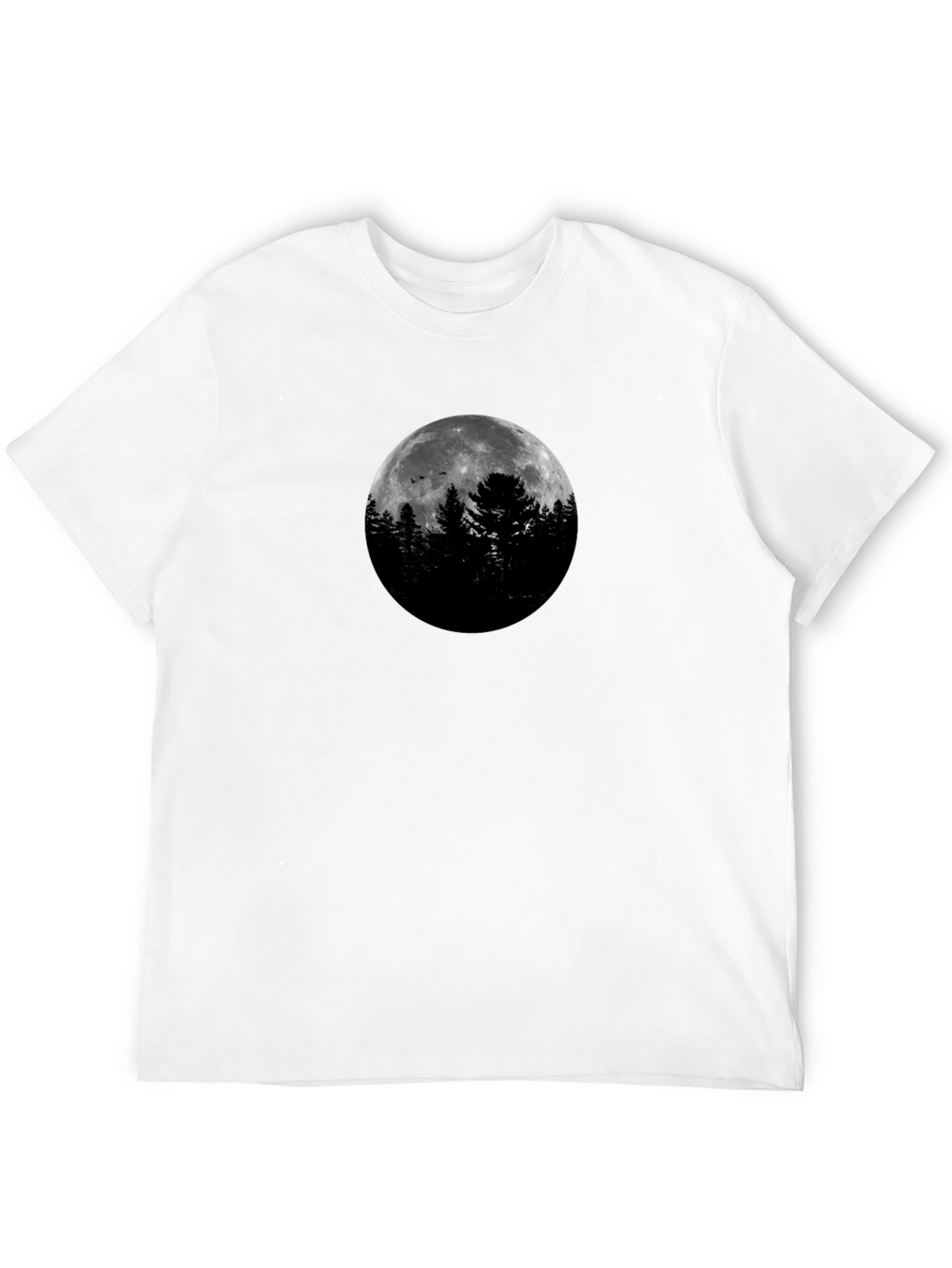 Moonlit Forest Graphic Tee - Black Cotton Shirt