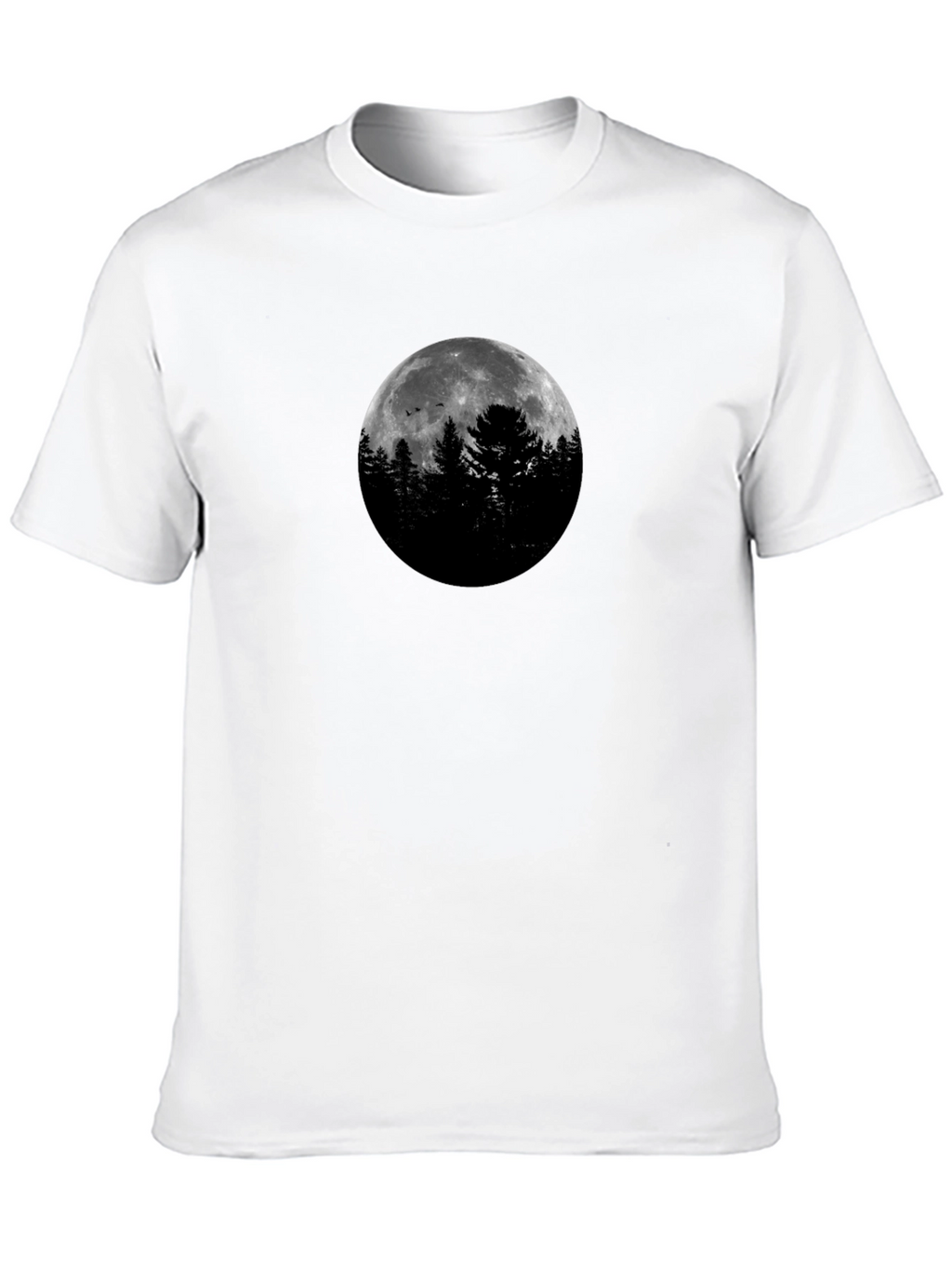 Moonlit Forest Graphic Tee - Black Cotton Shirt