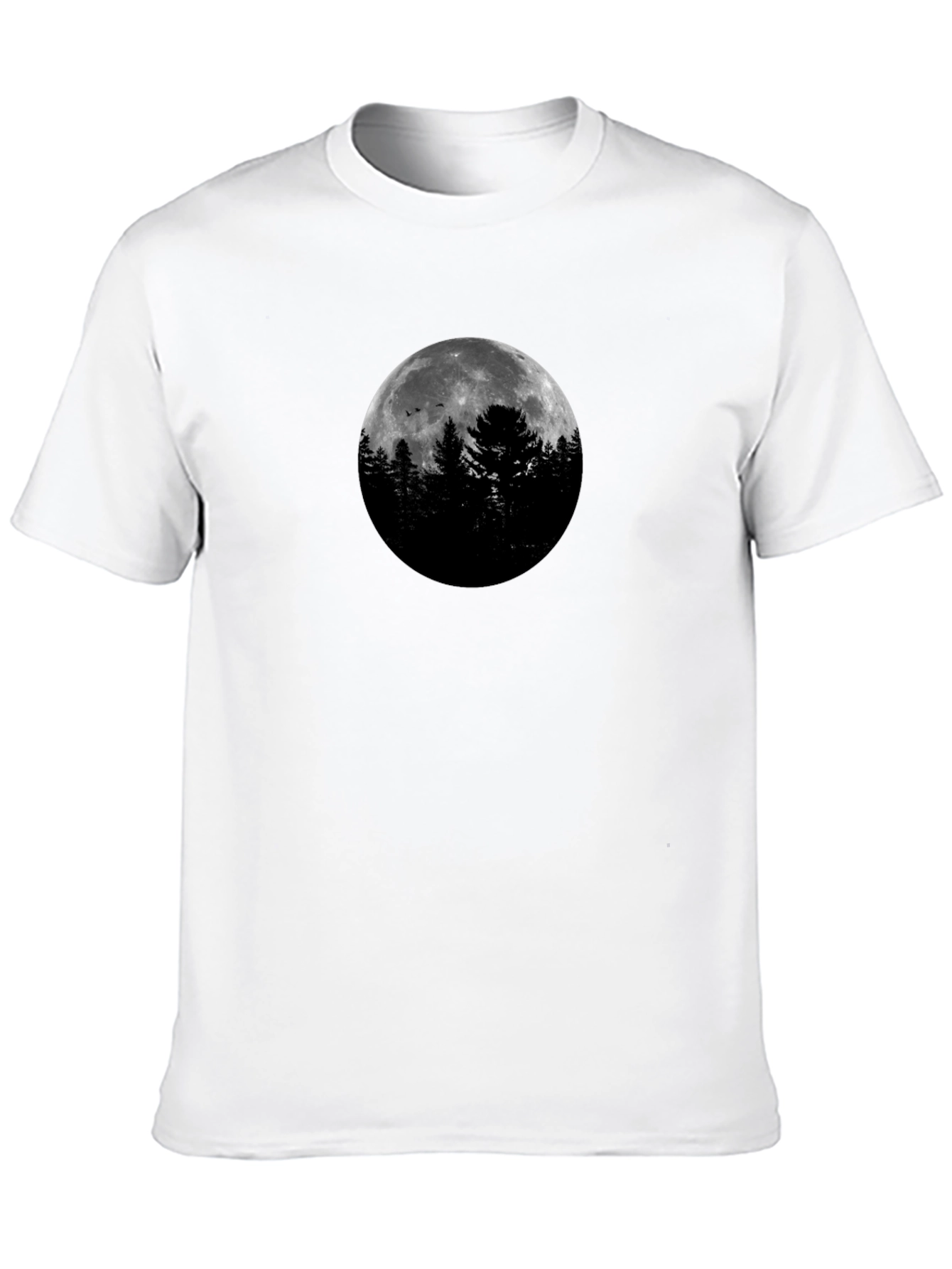 Moonlit Forest Graphic Tee - Black Cotton Shirt