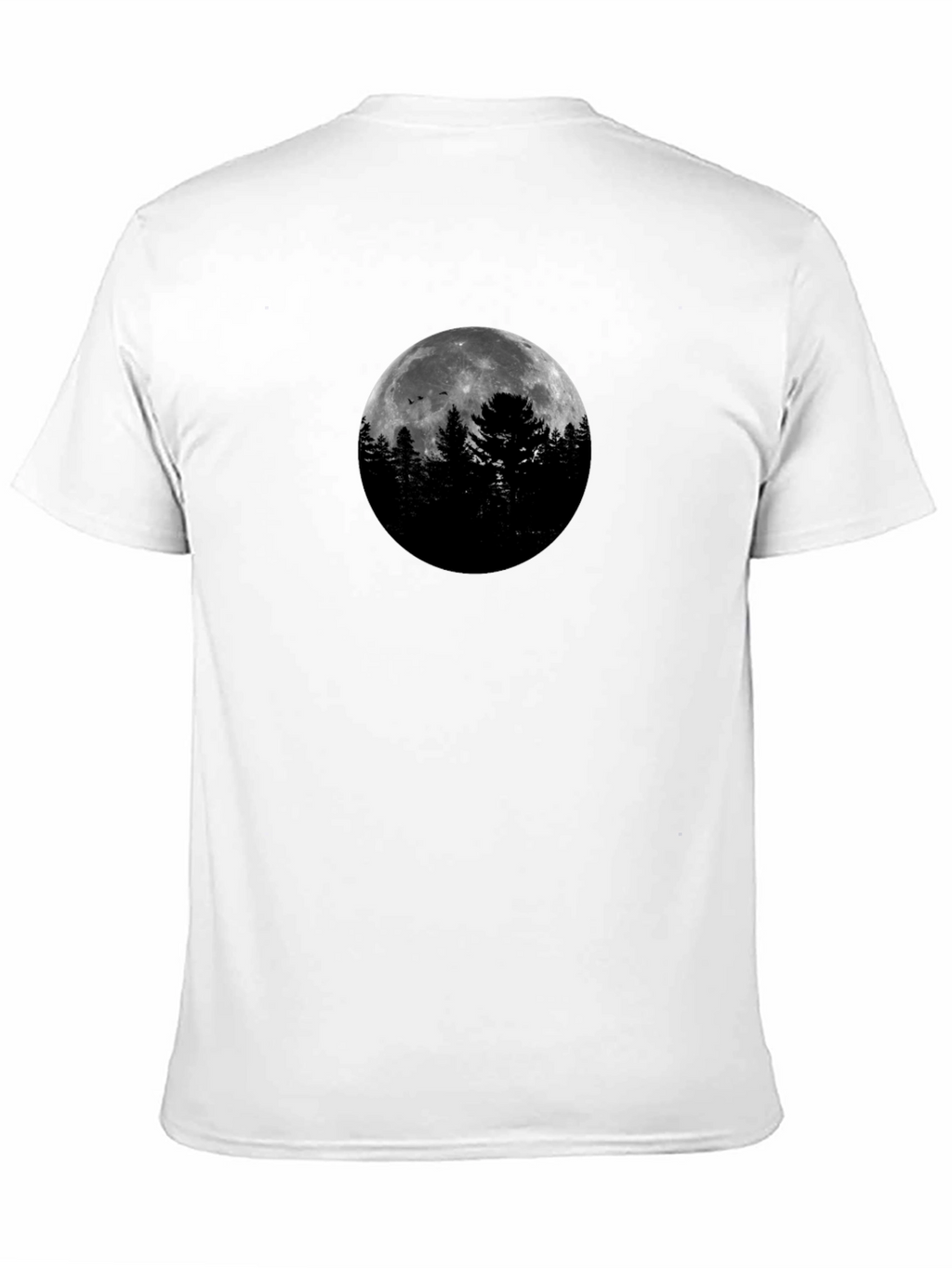 Moonlit Forest Graphic Tee - Black Cotton Shirt