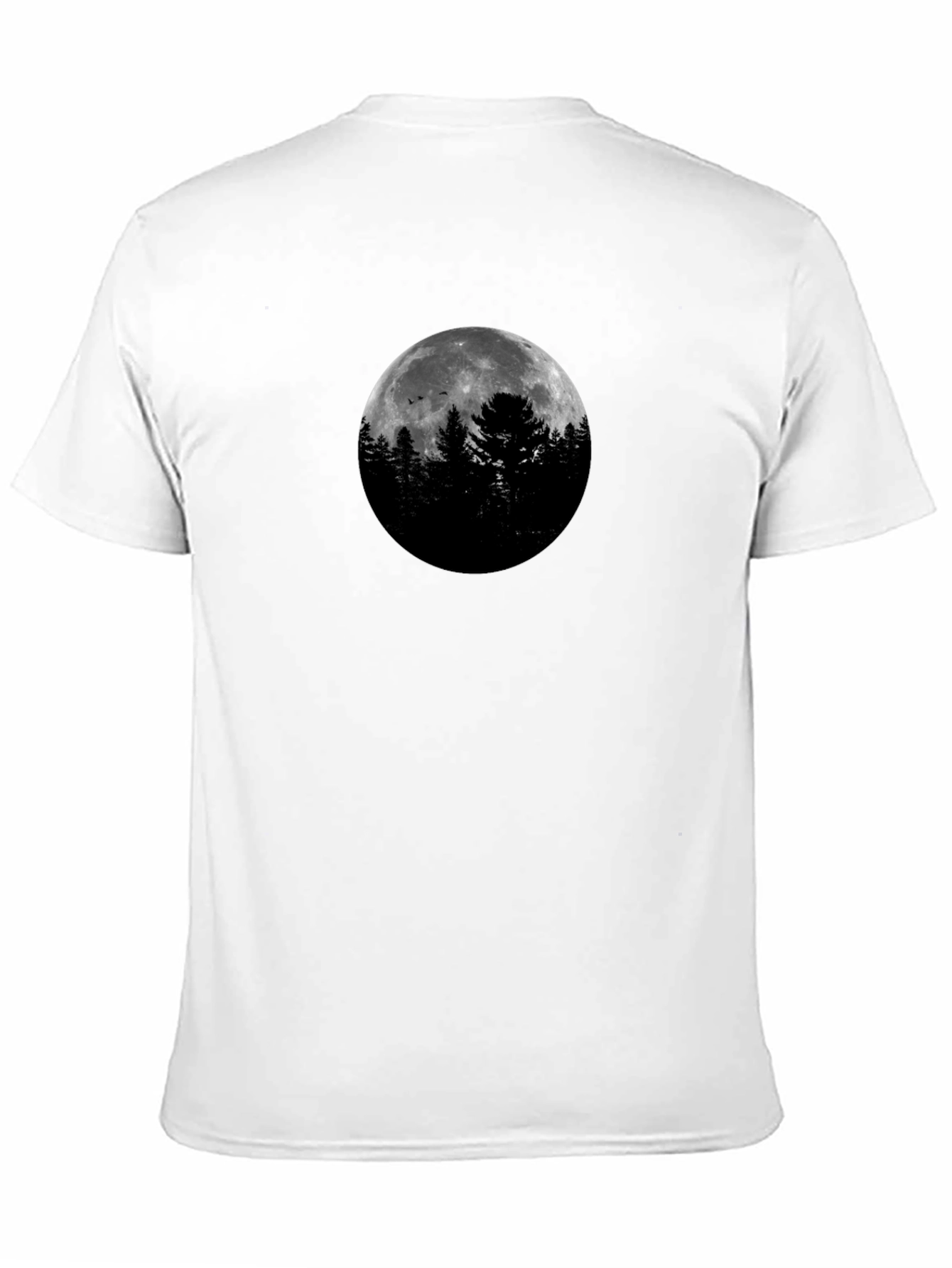 Moonlit Forest Graphic Tee - Black Cotton Shirt