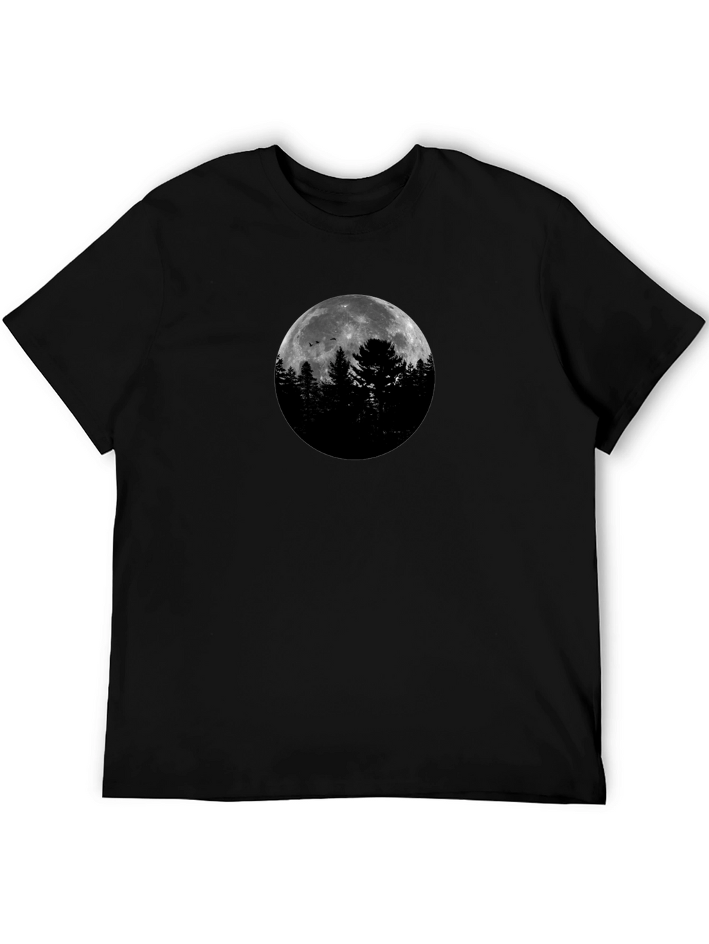 Moonlit Forest Graphic Tee - Black Cotton Shirt