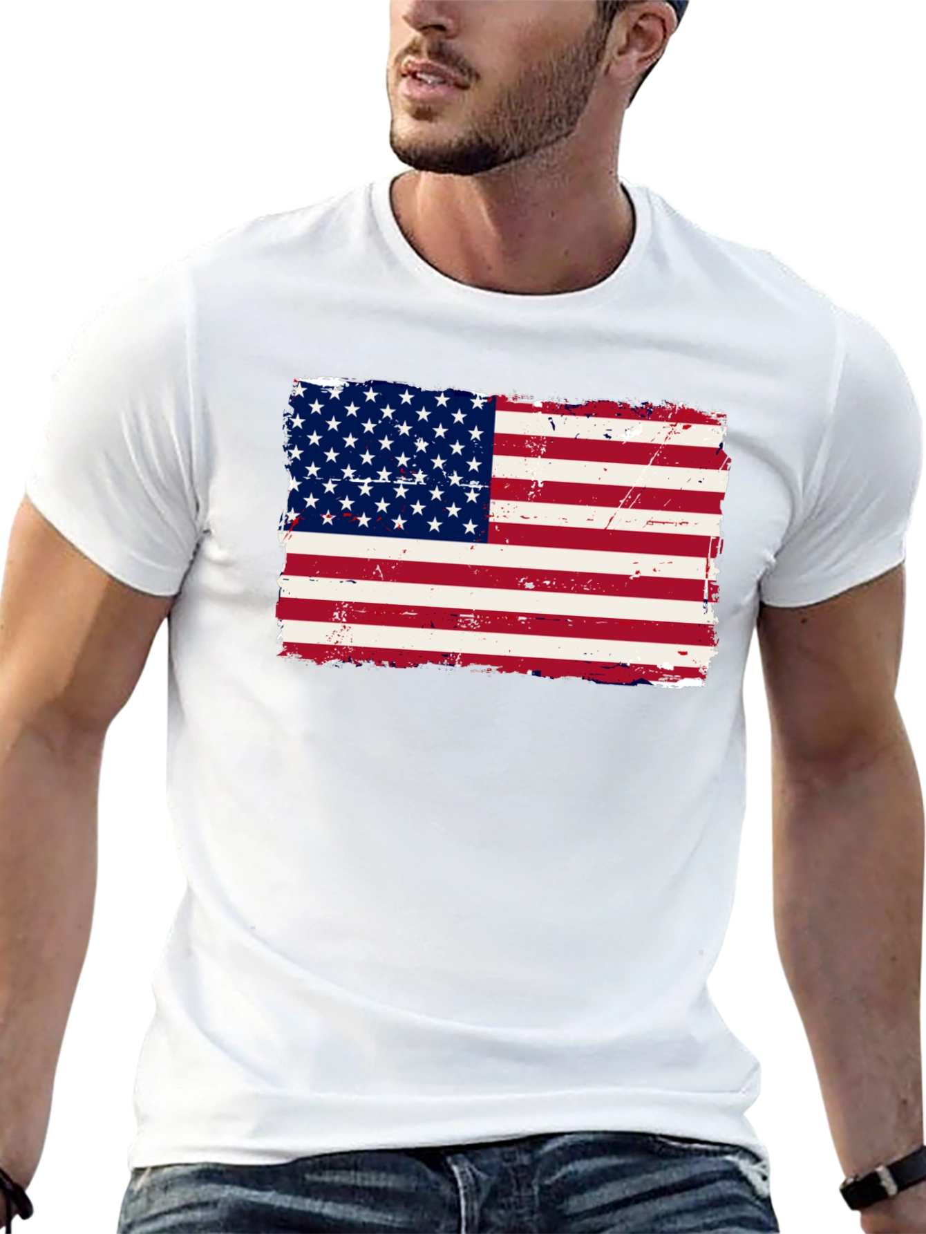 USA Flag Graphic Print T-Shirt