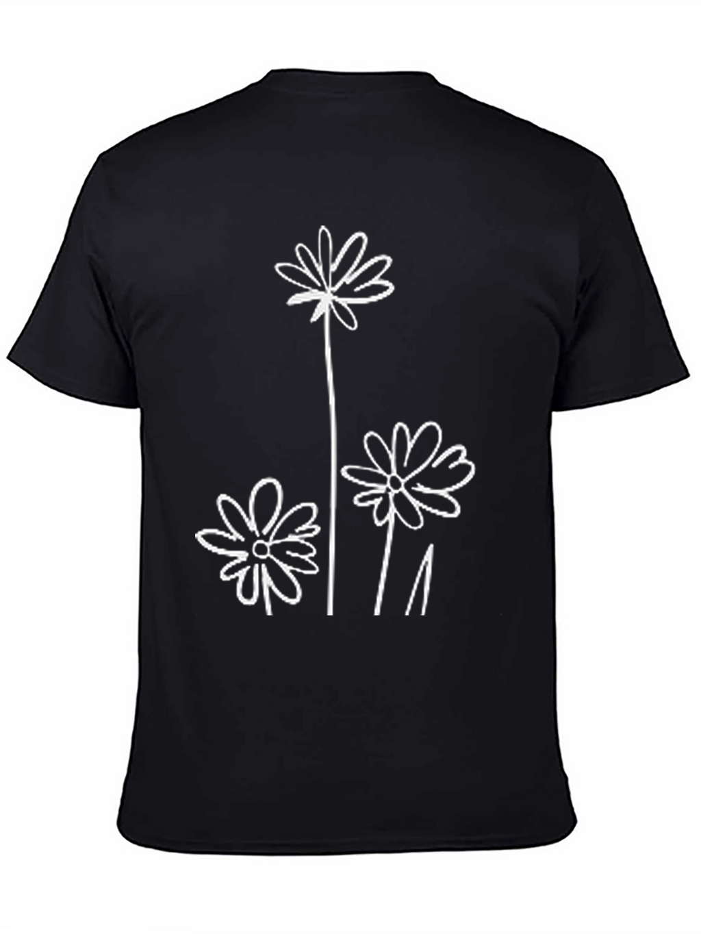 Minimalist Flower Graphic T-Shirt - Black